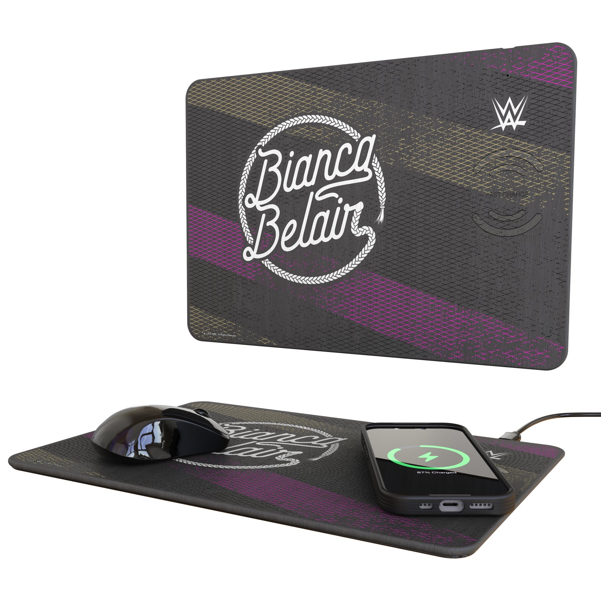 Bianca Belair Steel 15W Fast Wireless Charger & Mouse Pad - Perfect for Office, Gaming & Home Workspace Setup