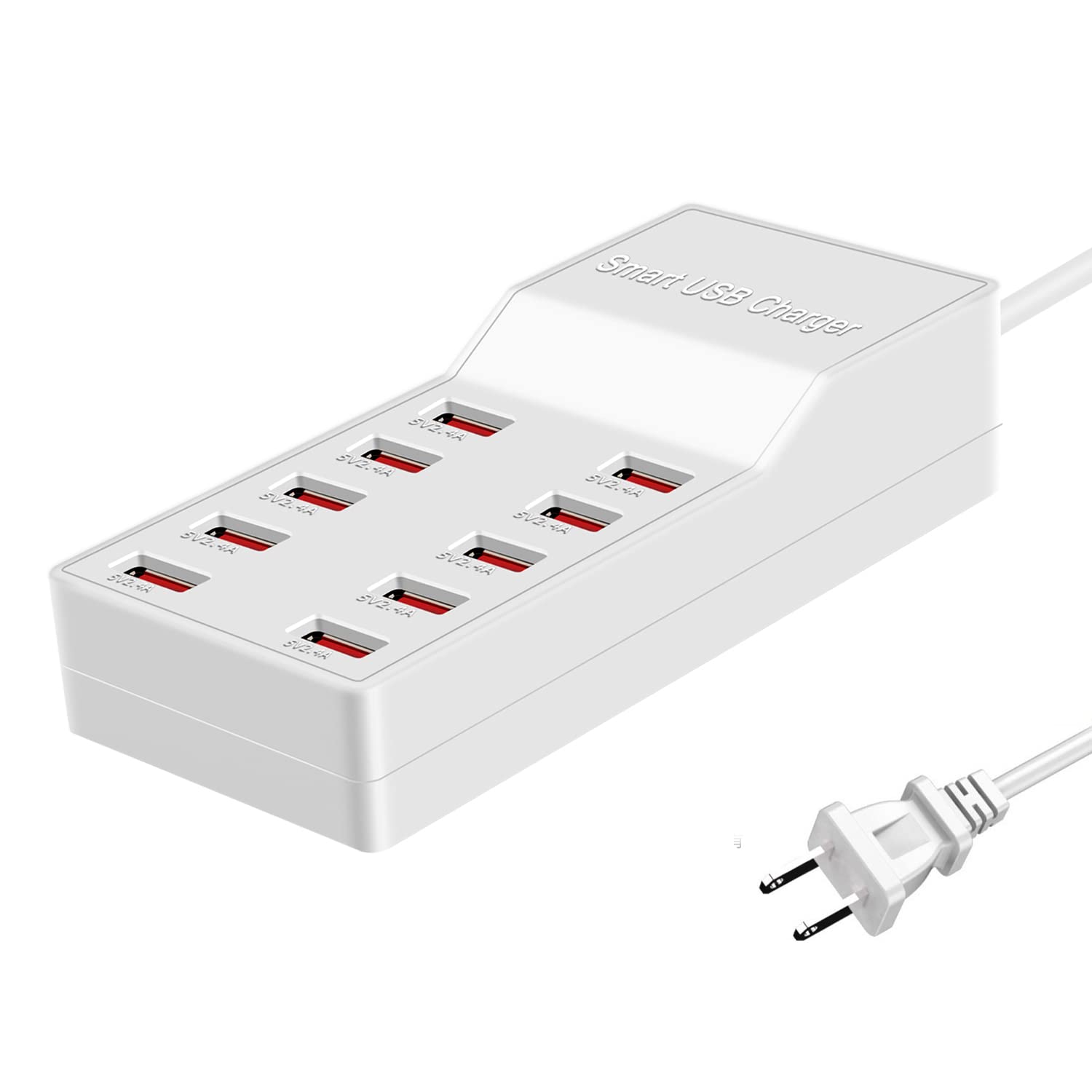 10-Port USB Charger Station 50W for Smartphones & Tablets - Home & Office Use