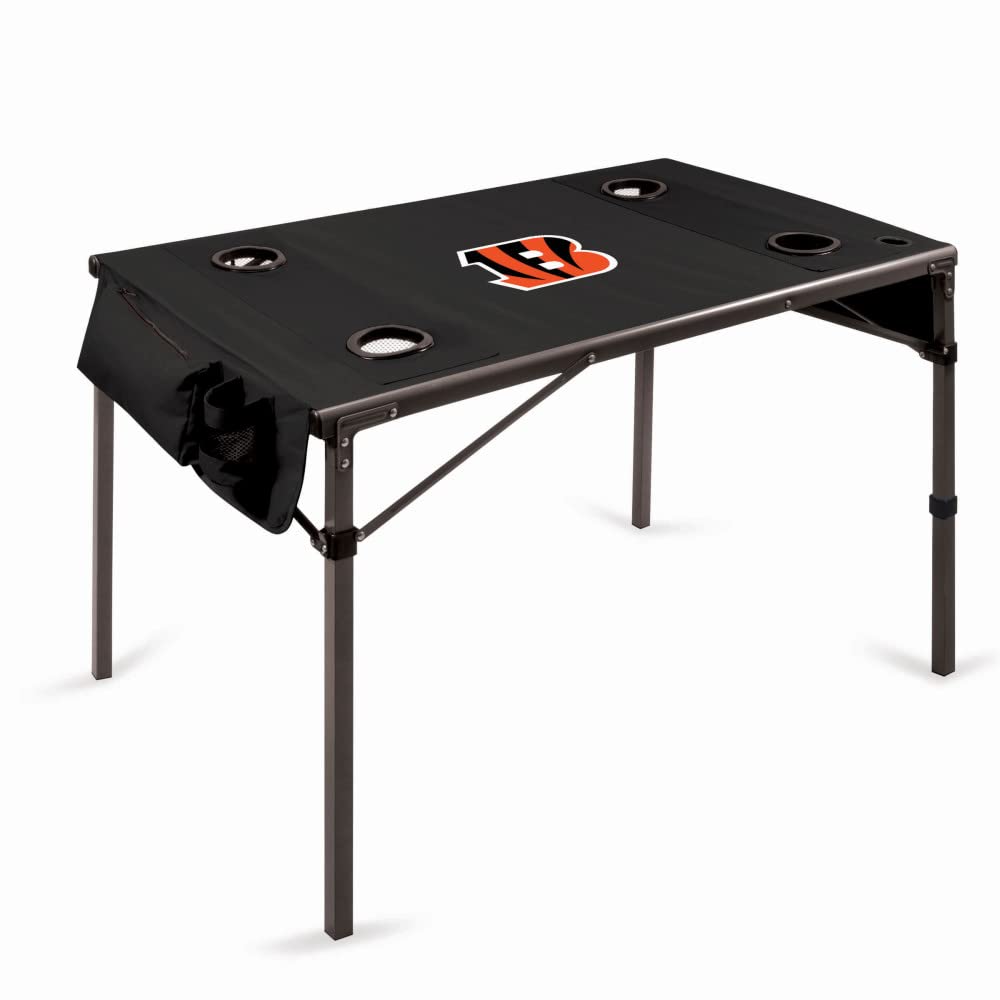 PICNIC TIME NFL Portable Soft Top Travel Table - Lightweight Folding Table for Outdoor Picnics, Tailgating, Camping & Travel - Black