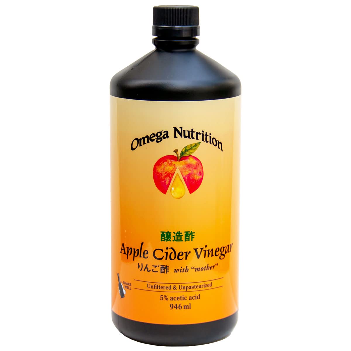 OMEGA NUTRITION Organic Apple Cider Vinegar with The Mother - 32oz (946ml) - Raw, Unfiltered, Gluten-Free - Perfect for Detox, Weight Loss & Salad Dressing