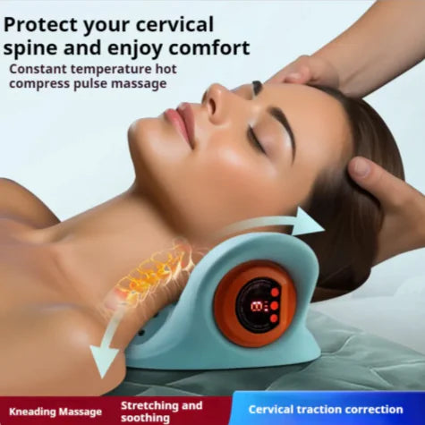 Portable Neck Massager for Pain Relief - Shiatsu Deep Tissue Massager with Heat for Shoulder, Back & Cervical Spine - Perfect for Office, Travel & Home Use