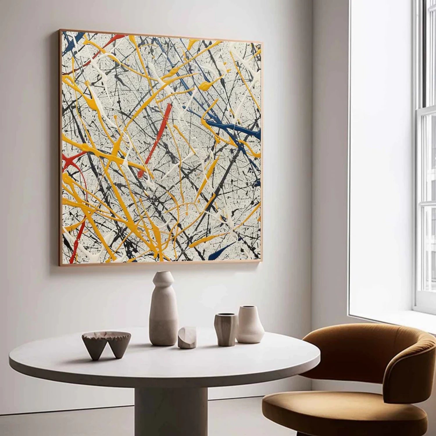 Pollock Art #JP008 - Abstract Drip Painting Wall Decor for Modern Home & Office | Perfect for Living Room, Bedroom & Office Spaces