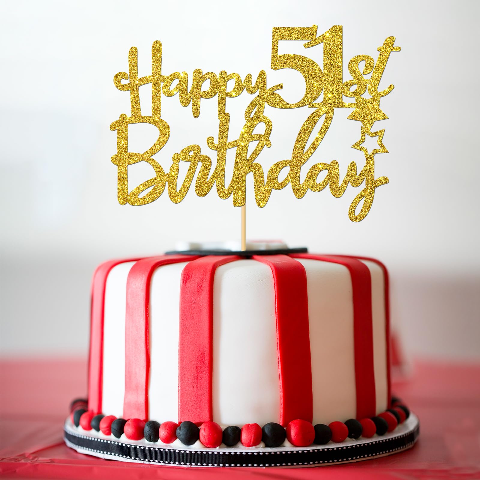 51st Birthday Cake Topper - Gold Glitter 'Cheers to 51 Years' Sign for Birthday Party Decorations | Perfect for Cakes, Cupcakes & Party Supplies