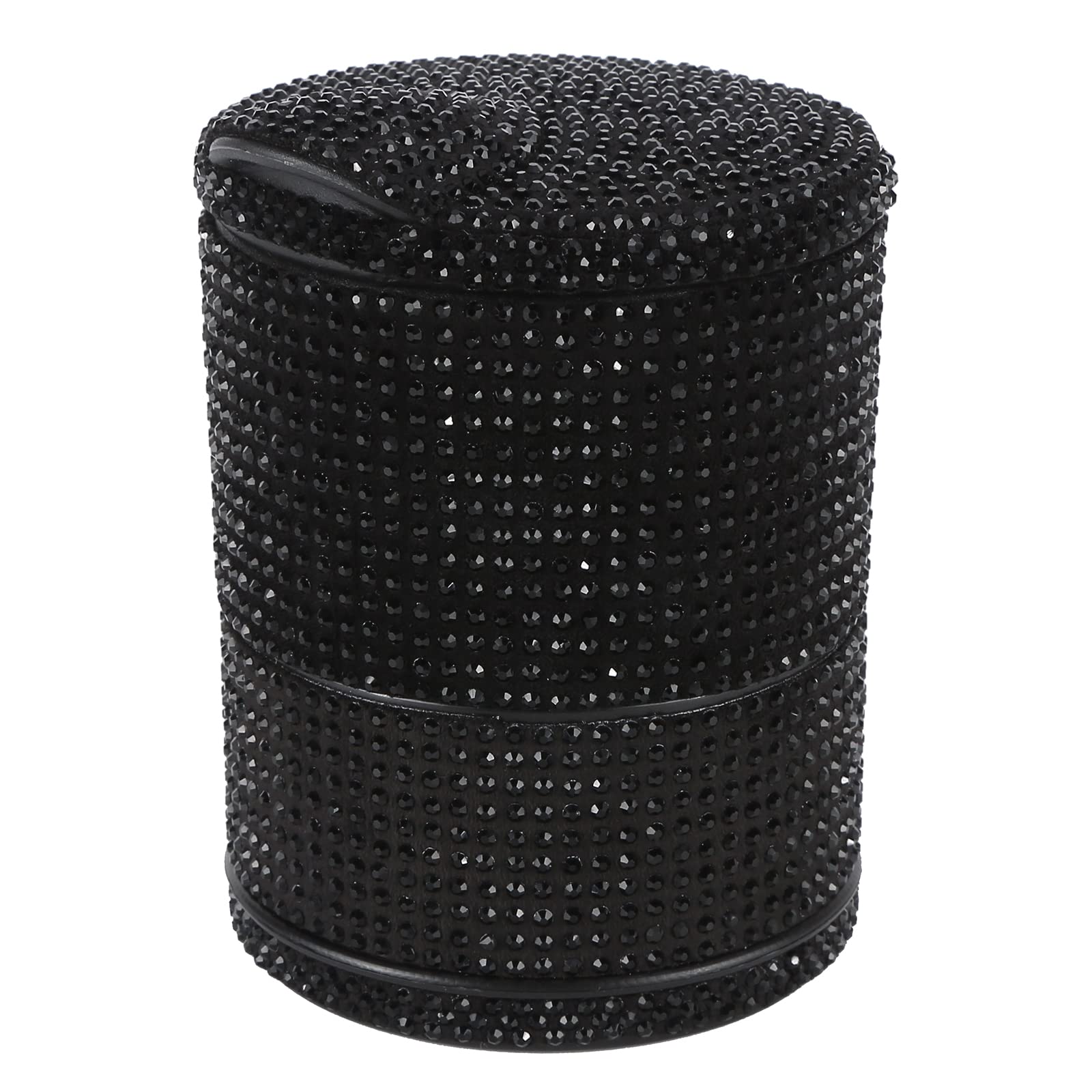 Elegant Crystal Rhinestone Car Ashtray with Blue LED Light - Black Vent Mount Cigarette Holder for Women - 9x6.5x6.5cm - Perfect for Road Trips, Commuting & Smoke Breaks