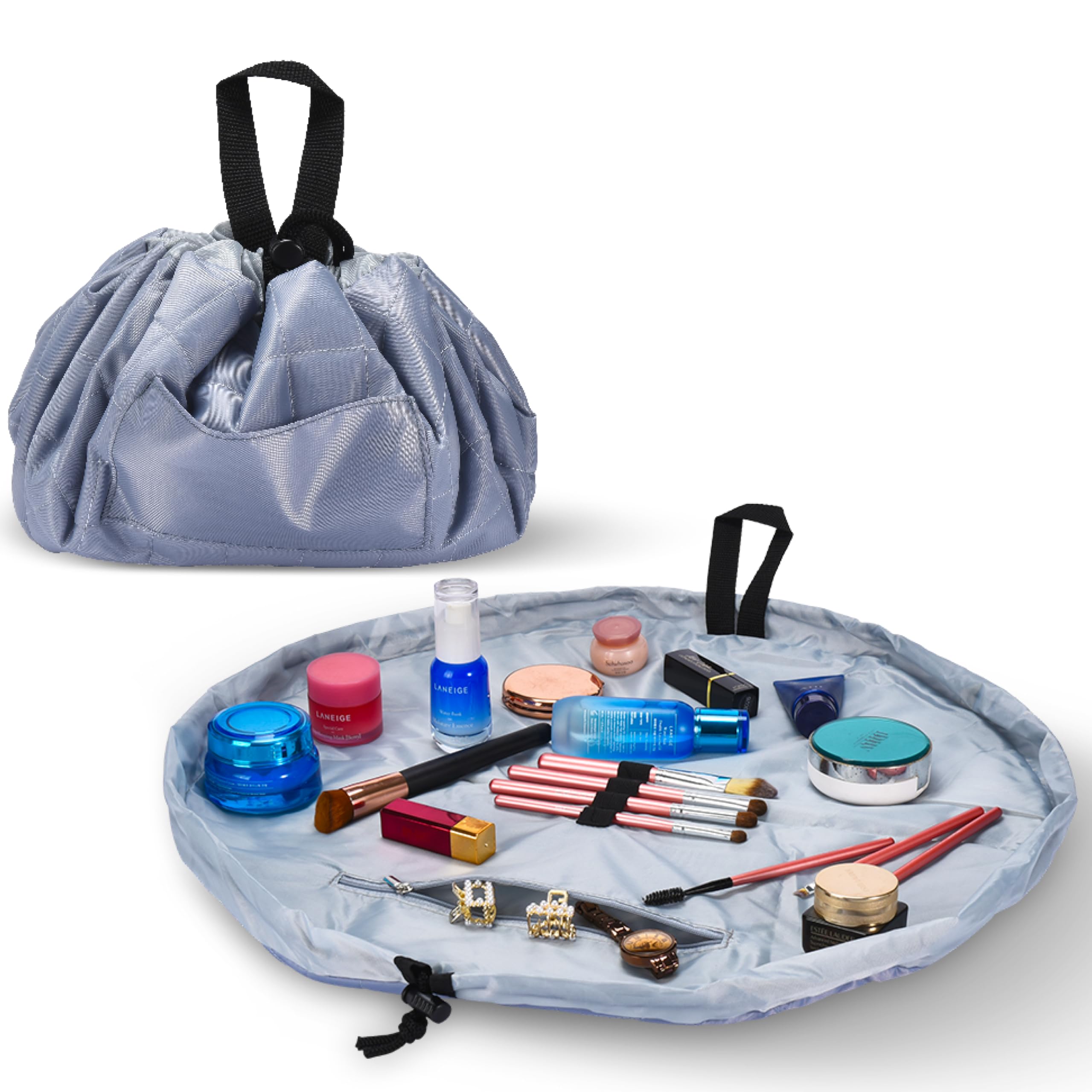 Tranquil Beauty Large Drawstring Makeup Bag - Waterproof Travel Cosmetic Pouch Organizer for Women & Girls - Perfect for Skincare, Toiletries & Travel Essentials - Ideal for Gym, Vacation & Daily Use