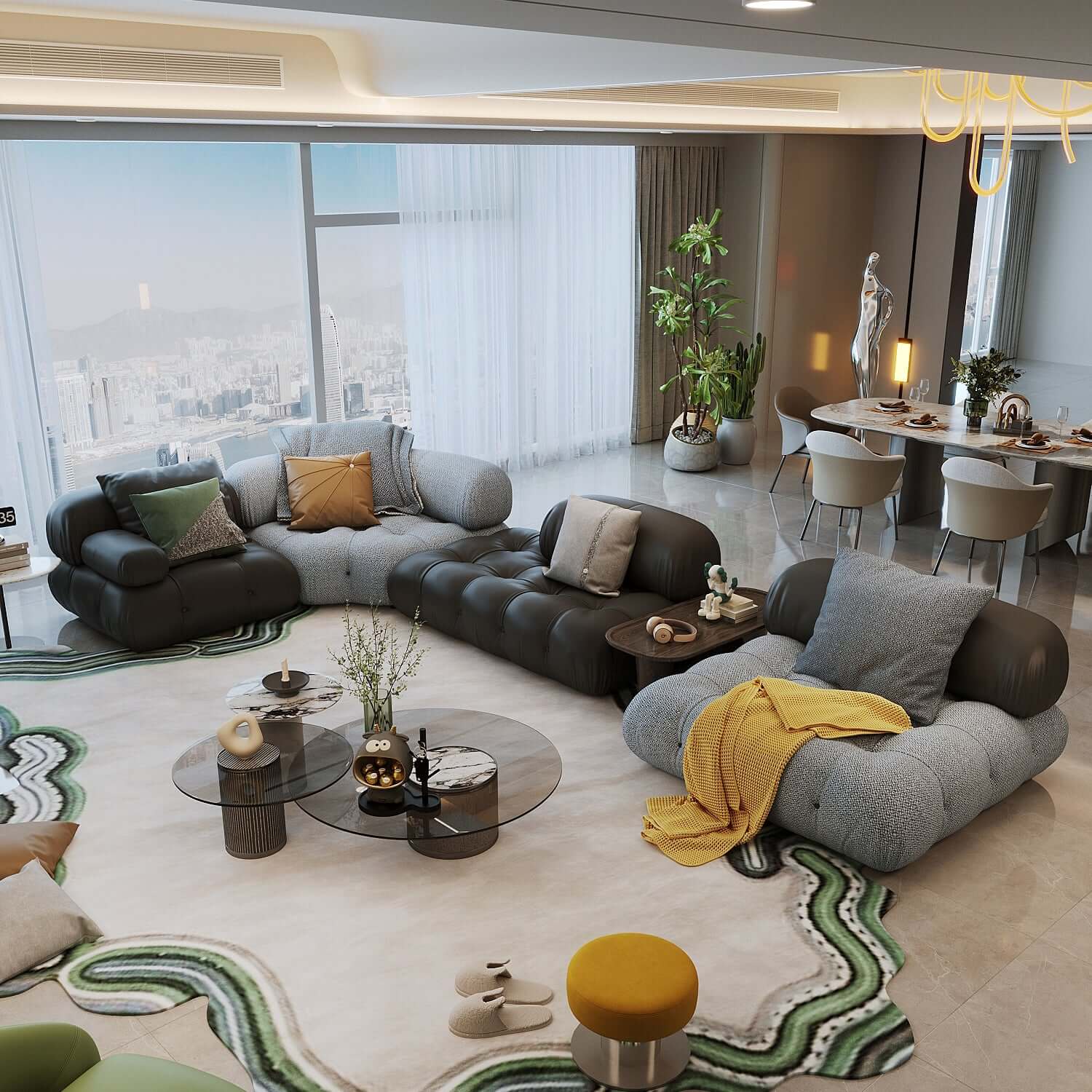 Luxury Modern Modular Sectional Sofa - Custom Fabric Options for Living Room, Lounge & Home Theater - Comfortable & Stylish Sofa Set for Family Gatherings & Entertainment