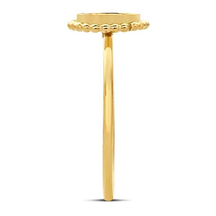 14K/20K Yellow Gold Filled Beaded Round Cabochon Ring Mounting - 6mm, 8mm, 10mm, 12mm Sizes - Blank Cab Setting (Size 6-8) - Perfect for Jewelry Making, DIY Craft Projects, and Custom Ring Designs