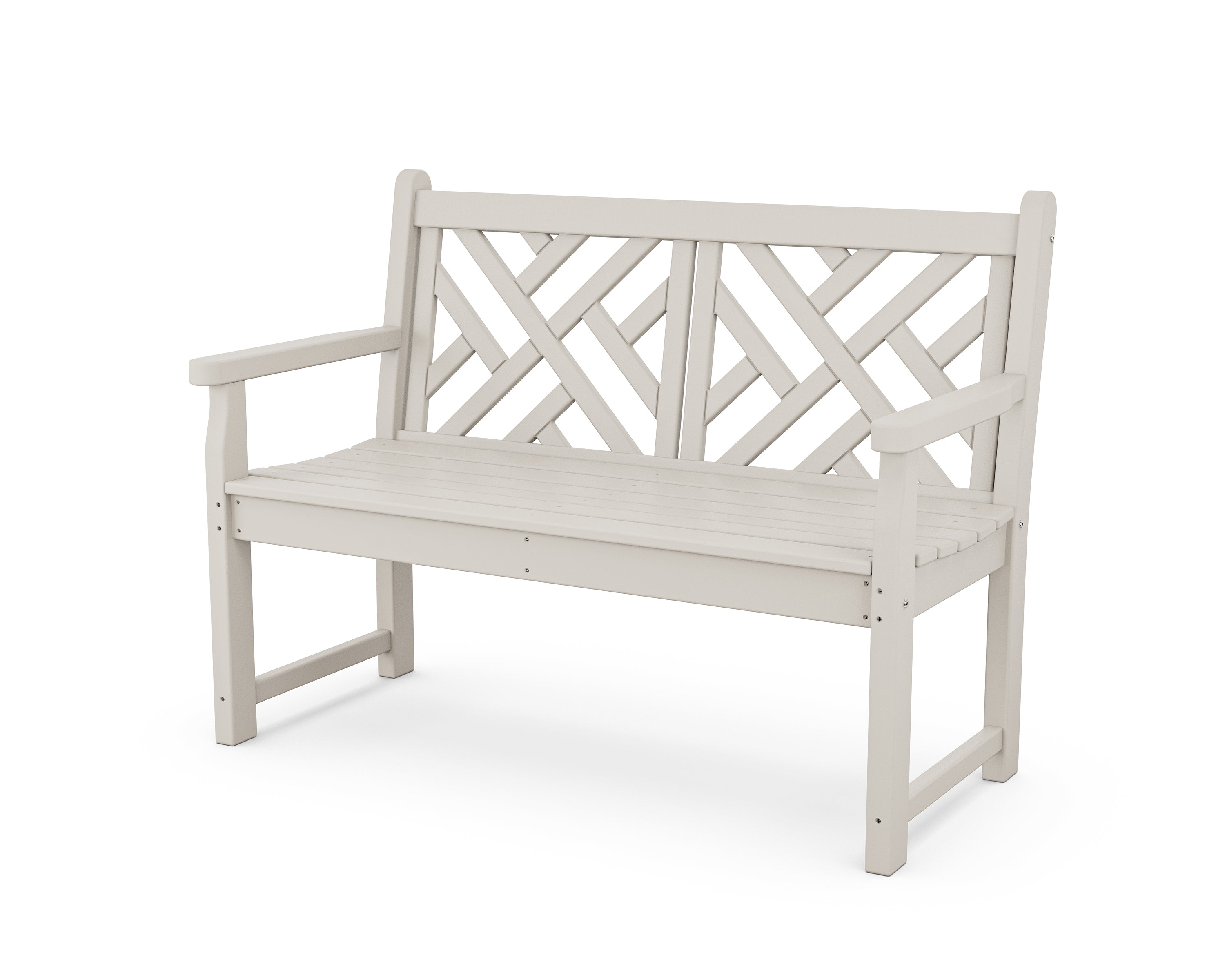 POLYWOOD Chippendale 48-Inch Outdoor Bench - Classic White Adirondack Style Garden Seating for Patio, Deck, or Poolside - Weather-Resistant Recycled Plastic Furniture