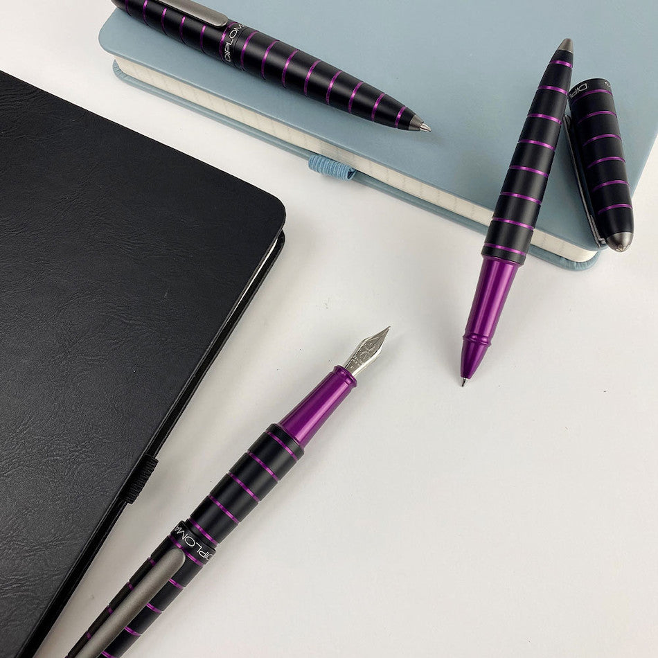 Premium Diplomat Elox Fountain Pen - Elegant Black & Purple Design for Writing, Journaling & Gifting - Luxury Writing Instrument for Professionals & Pen Enthusiasts