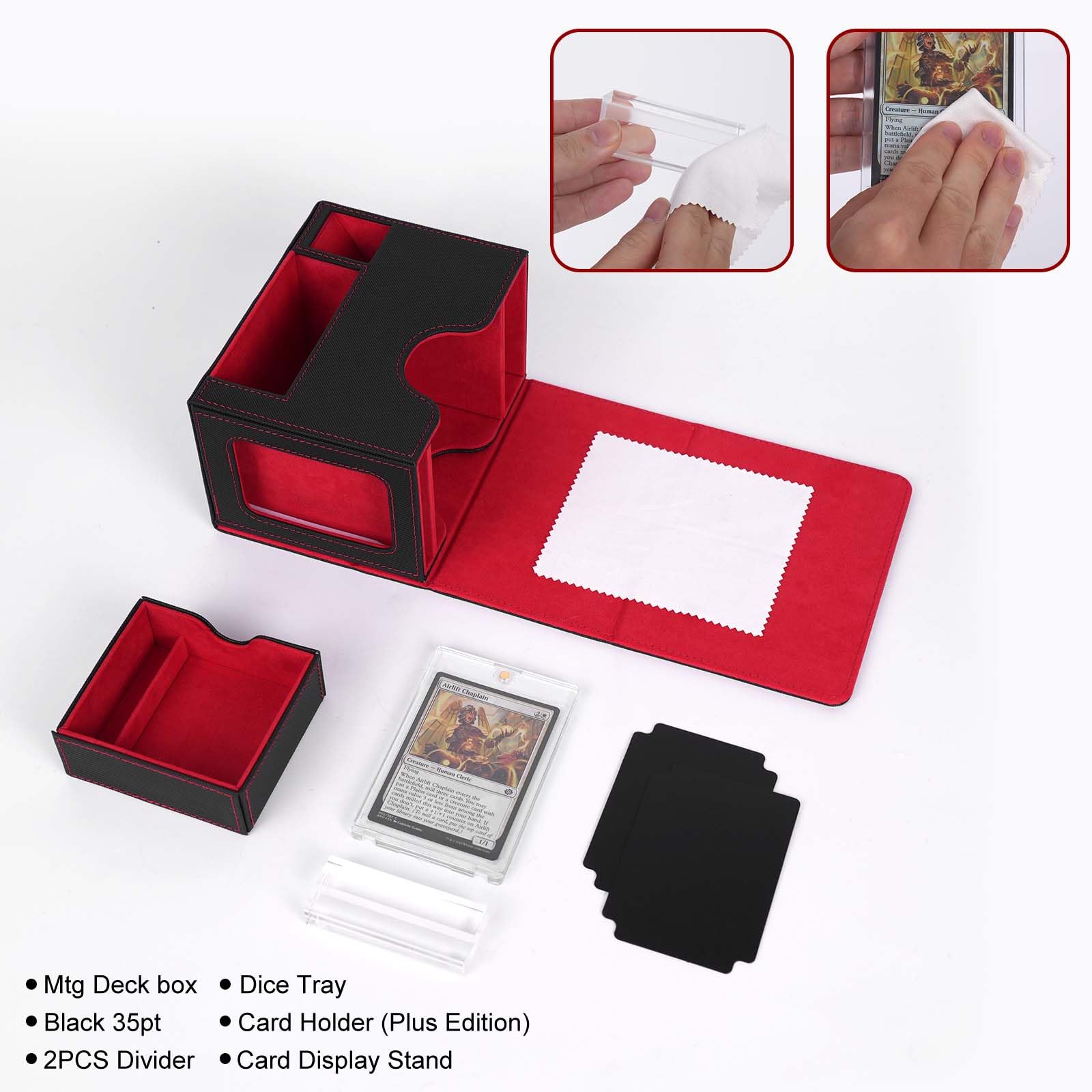 AFIING Trading Card Storage Box - Holds 120+ MTG Cards with Removable Tray | Durable Deck Box for Magic: The Gathering, Pokémon & Yu-Gi-Oh | Perfect for Game Nights, Collectors & Tournament Organization