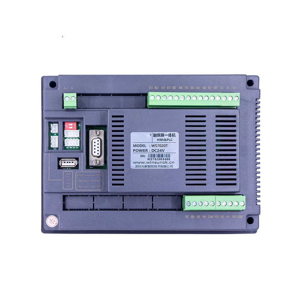 7 Inch HMI PLC Touch Screen - 12 Input 8 Output All-in-One Integrated Panel with 0-10V & 4-20MA Analog, MODBUS & Relay Output - Perfect for Industrial Automation, Smart Home Control, and Machine Monitoring Systems