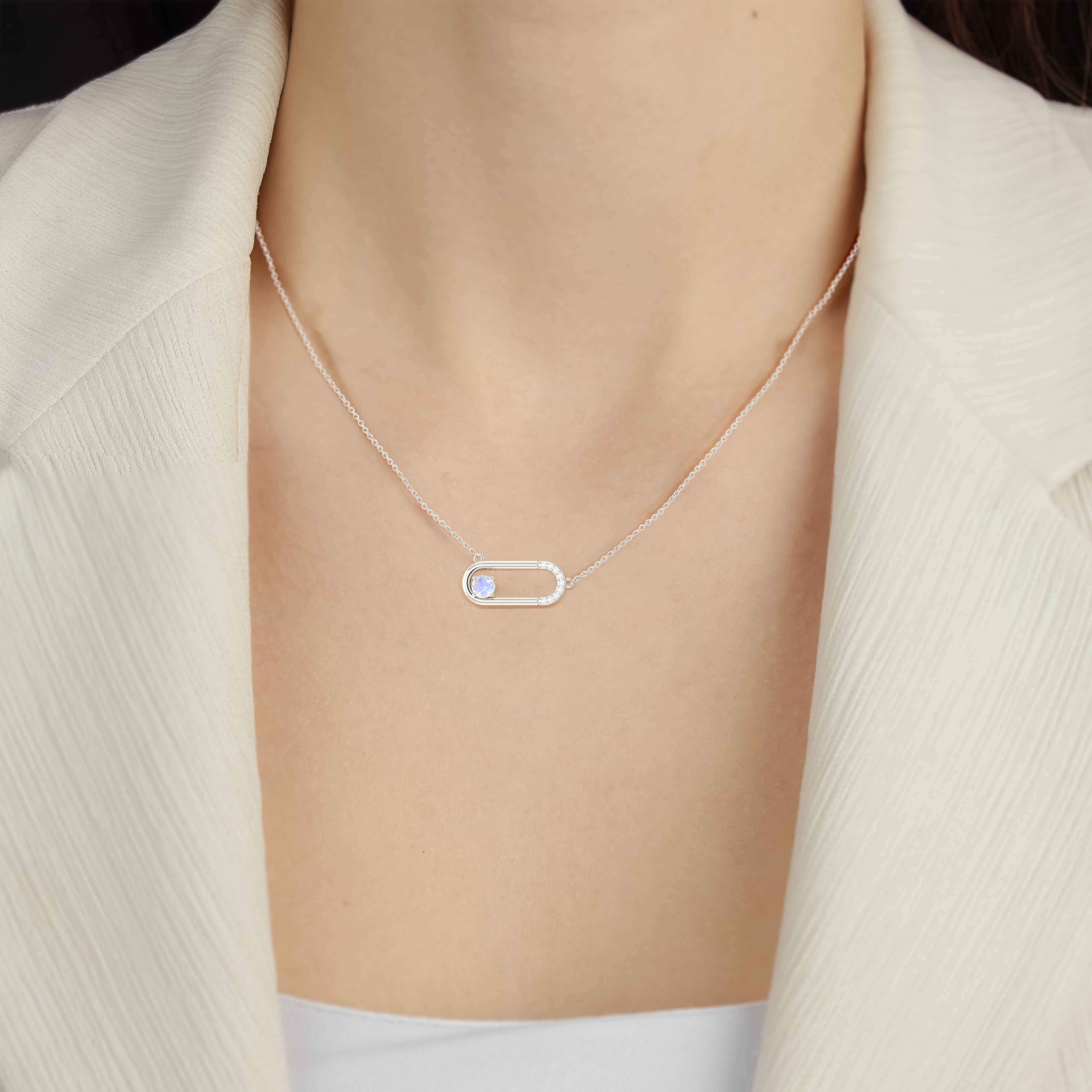 Natural Moonstone Rectangle Pendant Necklace for Women - Elegant Chain Jewelry for Everyday Wear, Gifts & Special Occasions