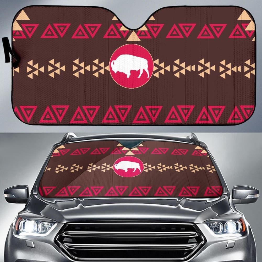 Brown Bison Native American Design Car Sun Shade for Windshield - UV Protection & Heat Reduction for Cars, SUVs, Trucks | Perfect for Road Trips & Summer Parking
