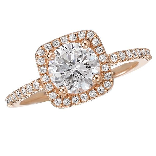 14K Rose Gold 1.25 CTW Round Cut Diamond Square Halo Engagement Ring for Women - Perfect for Proposals, Anniversaries & Special Occasions