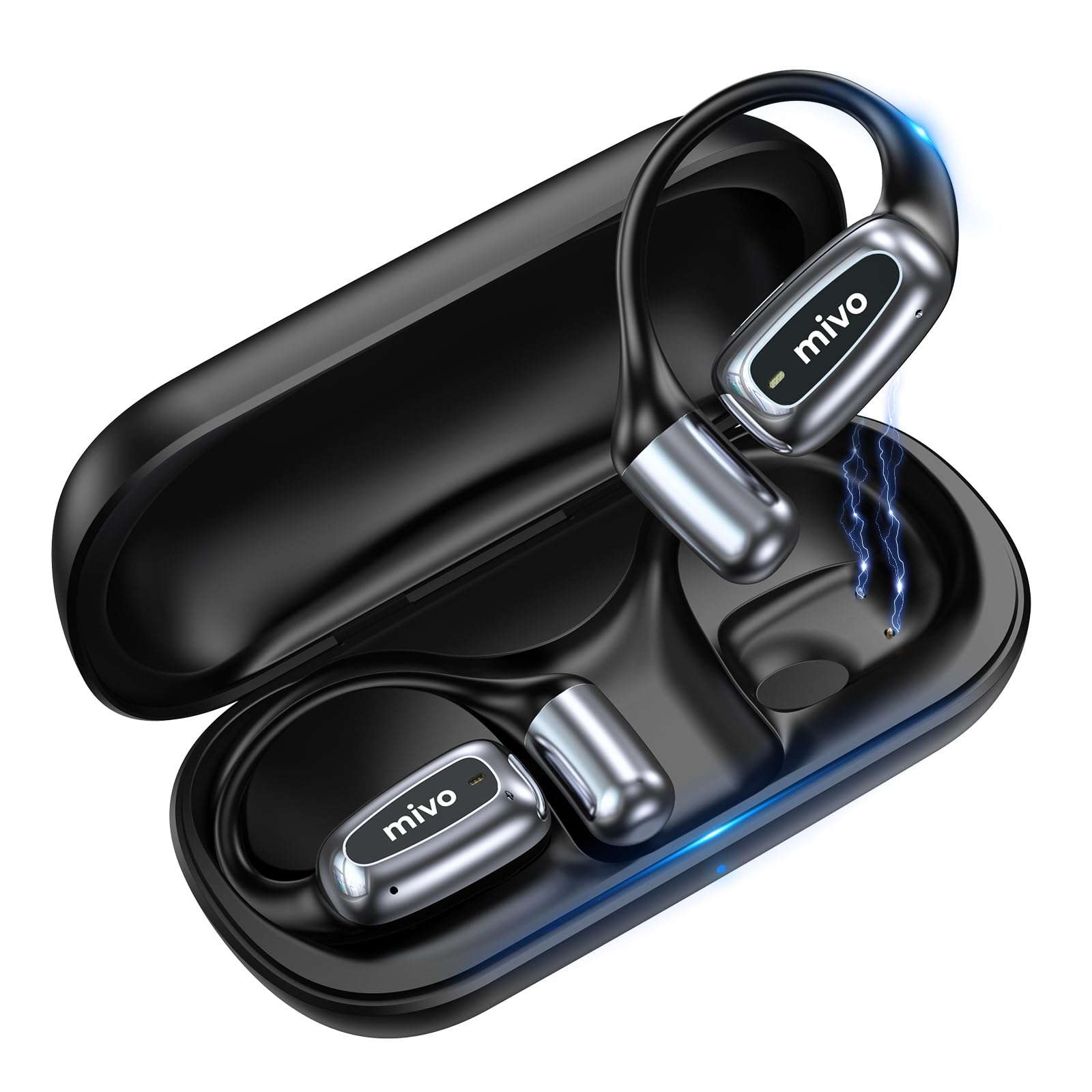 Mivo Open Ear Bluetooth Headphones - Wireless Bone Conduction Headset for Running, Cycling & Workouts - Sweatproof & Comfortable for All-Day Use