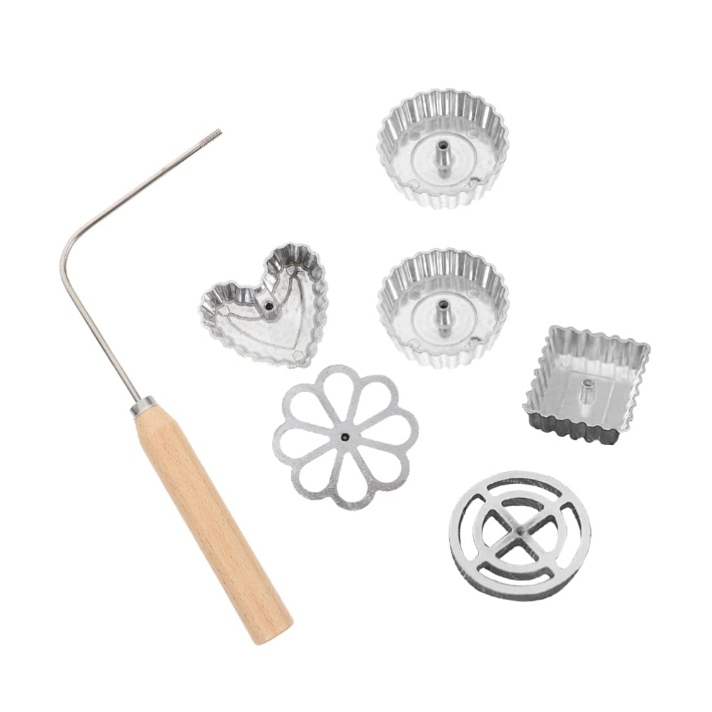DOITOOL Rosette Waffle Mold - Malaysian Pie Tee Maker, Flower Heart Circle Shrimp Fried Food Mould for Bunelos, DIY Cake Pusher - Perfect for Home Baking, Party Desserts & Asian Cuisine