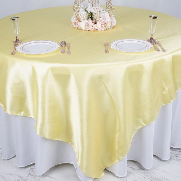 90 x 90 Inch Satin Table Overlay - Premium Square Tablecloth for Weddings, Parties & Events - Elegant Dining Table Cover for Home Decor & Special Occasions