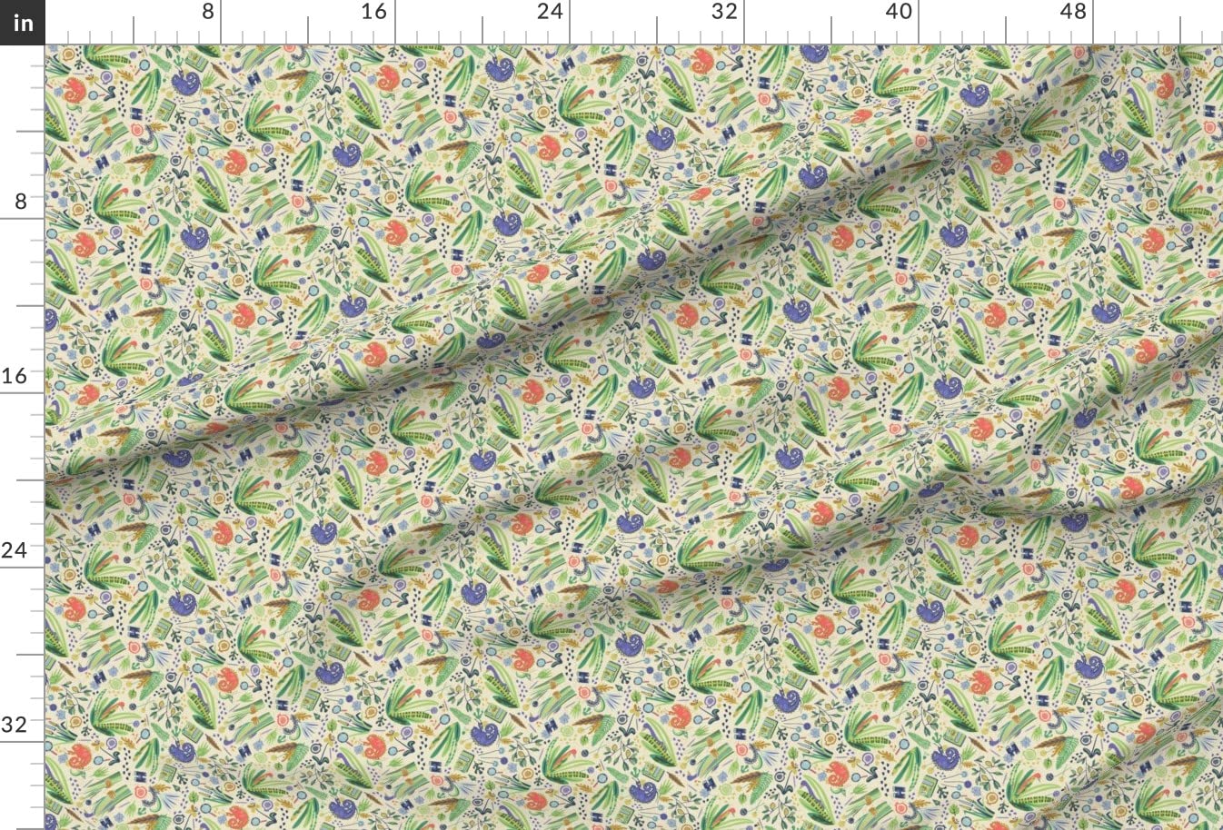 Botanical Ditsy Printed Minky Fabric - for Baby Blankets & Plush Toys