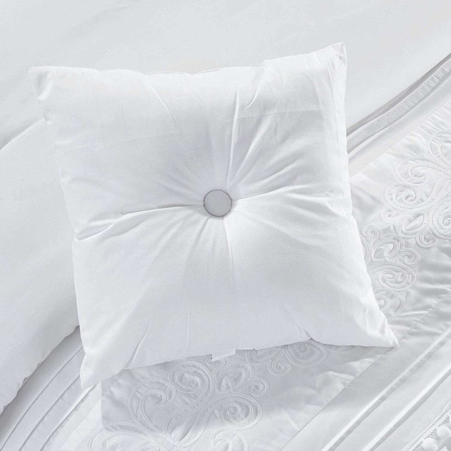7-Piece Chenille Comforter Set Cal King - Pleated Embroidered Luxury Bedding with Soft Textured Fabric for Cozy Comfort | Perfect for Master Bedroom, Guest Room & Home Decor
