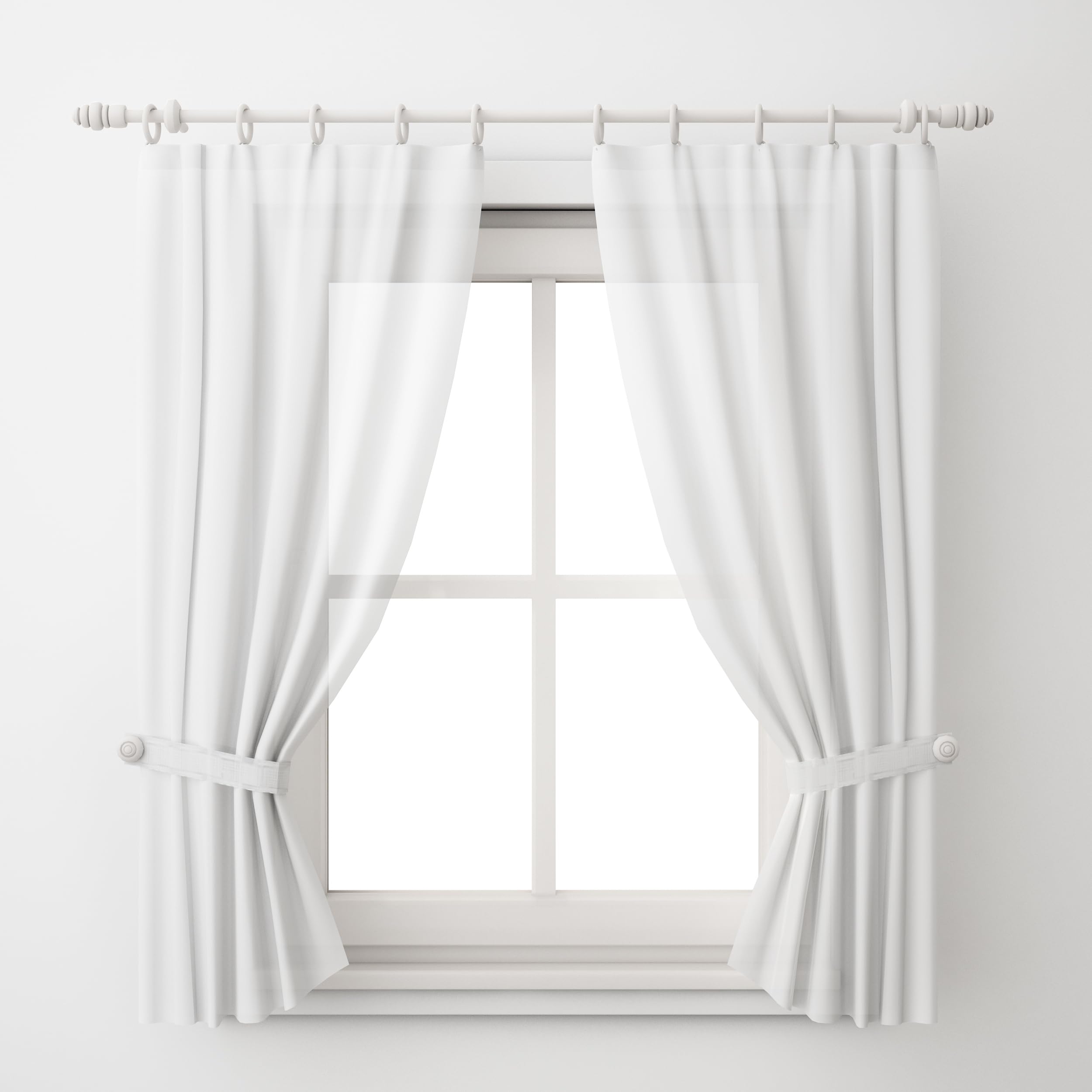KAIY 14-Pack White Iron Metal Curtain Rings with Clips - 1.25 Inch Interior Diameter Drapery Hooks for Hanging Cafe Curtains, Sheer Panels & Window Treatments - Durable Rust-Resistant Curtain Ring Clips for Home, Office & Bedroom Decor