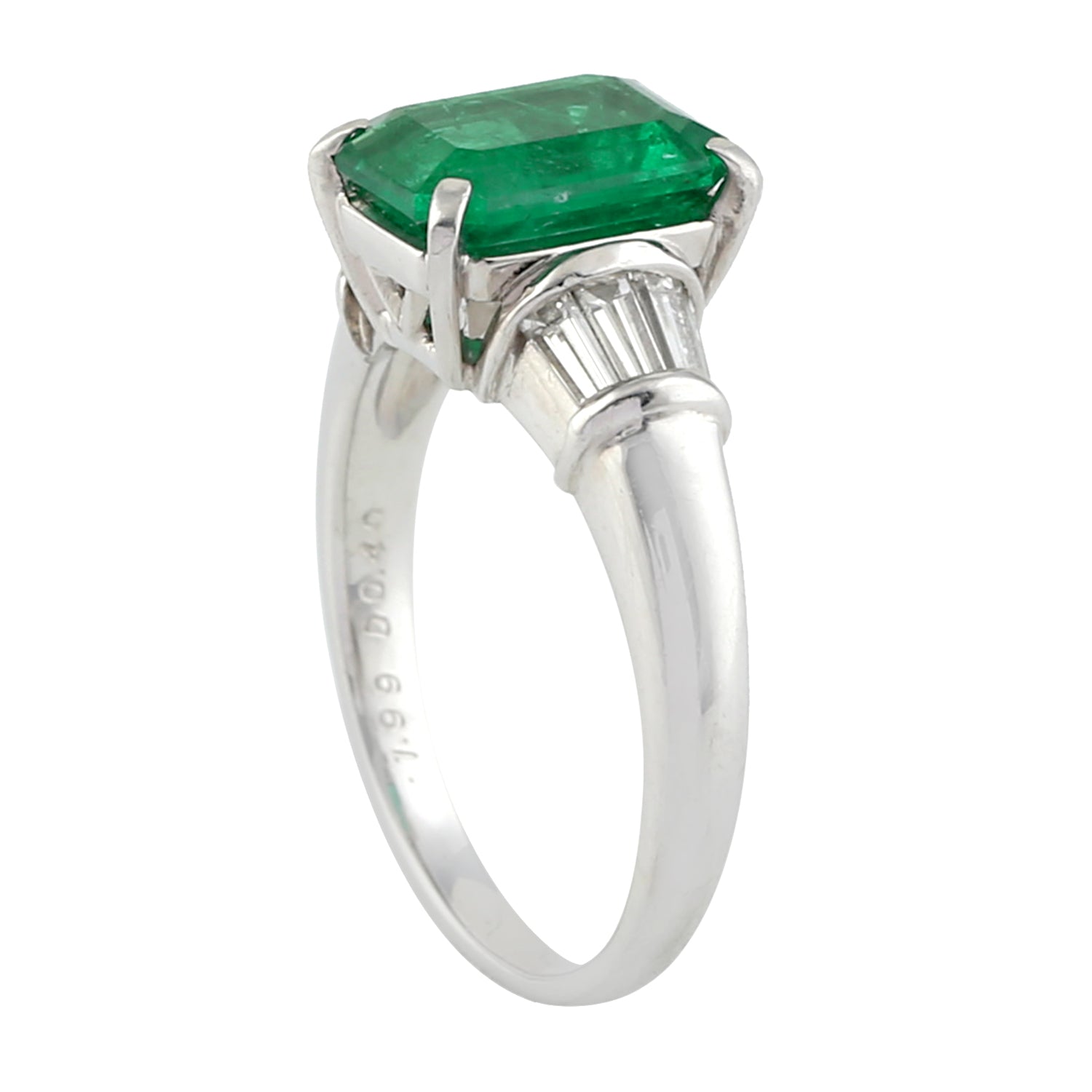 Emerald Cut Baguette Diamond Three Stone Engagement Ring in 14K White Gold - Perfect for Weddings, Anniversaries & Special Occasions