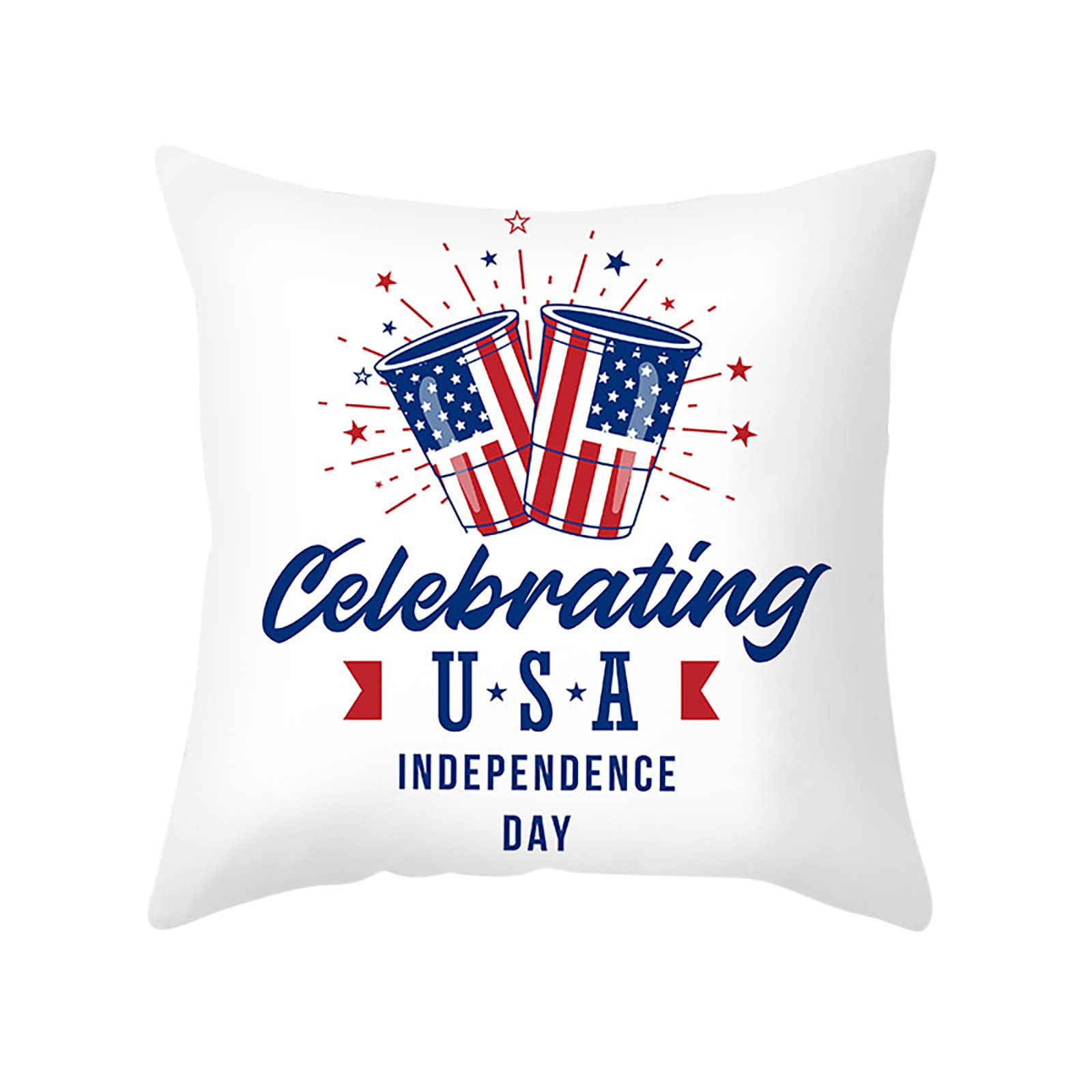 Kingtowag Patriotic Memorial Day Decorations - 18x18 Inch American Flag Stars and Stripes Throw Pillow Covers with Gnome Design for Sofa, Couch, Bedroom, and Independence Day Home Decor (45x45cm, One Size)