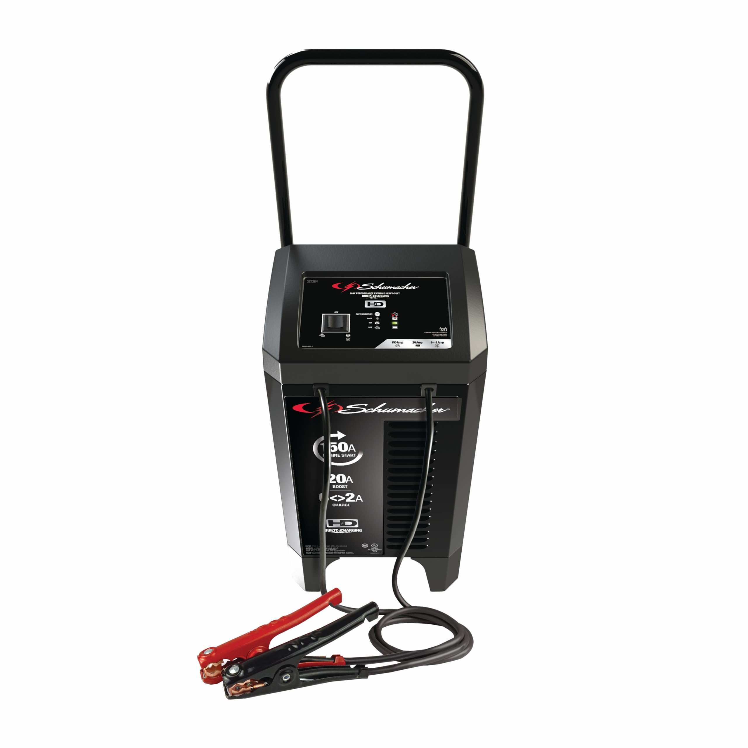 Schumacher SC1364 4-in-1 Fully Automatic 12V Battery Charger & Engine Starter - 150 Cranking Amps, 20A Boost for Cars, SUVs, Trucks & Marine Batteries | Emergency Jump Start & Winter Vehicle Maintenance