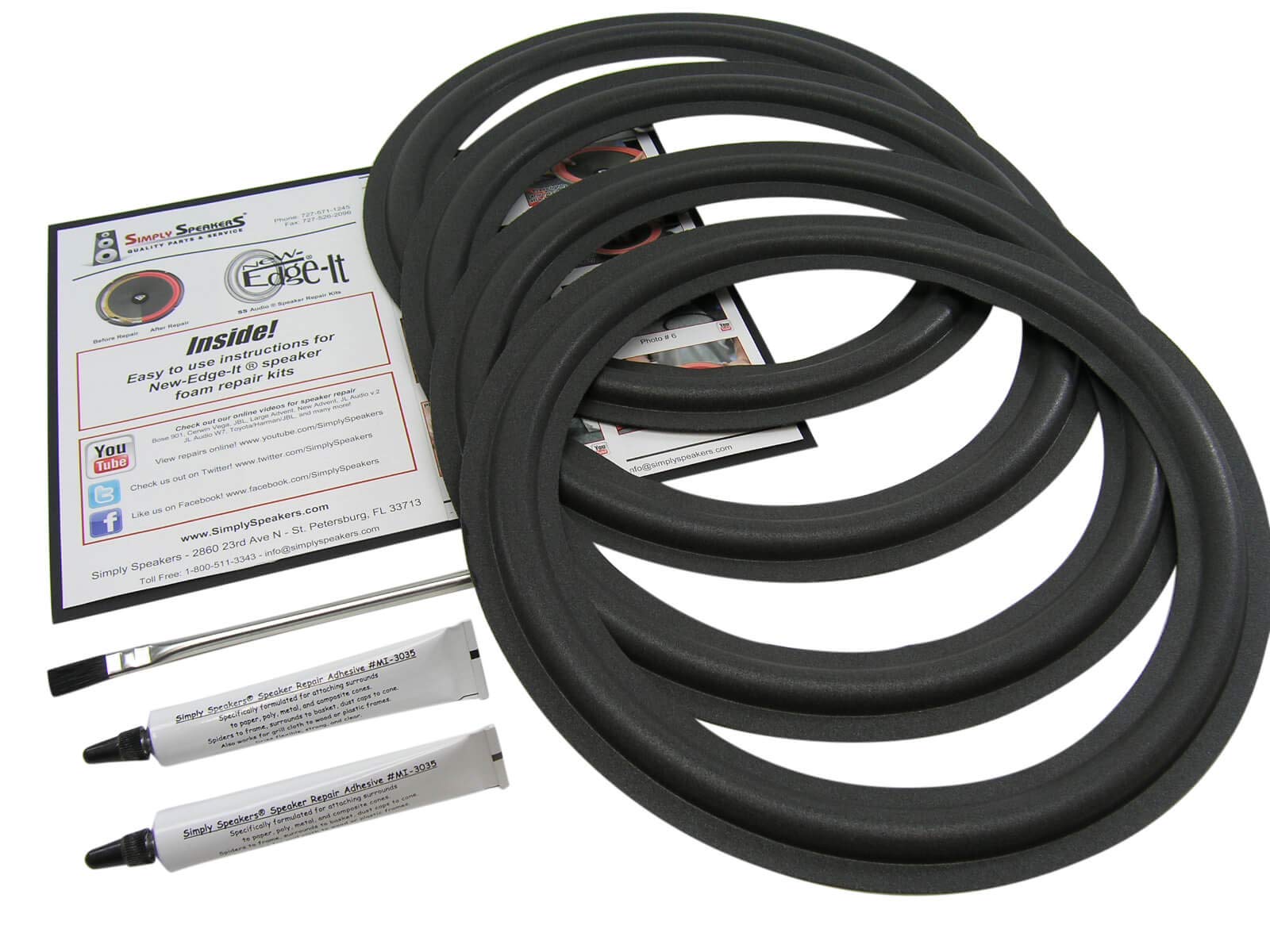 Kenwood 12 Inch Foam Speaker Repair Kit FSK-12A (4 Pack) - Compatible with JL-965, LS-P7200 & More - Ideal for Home Audio and Car Speaker Restoration