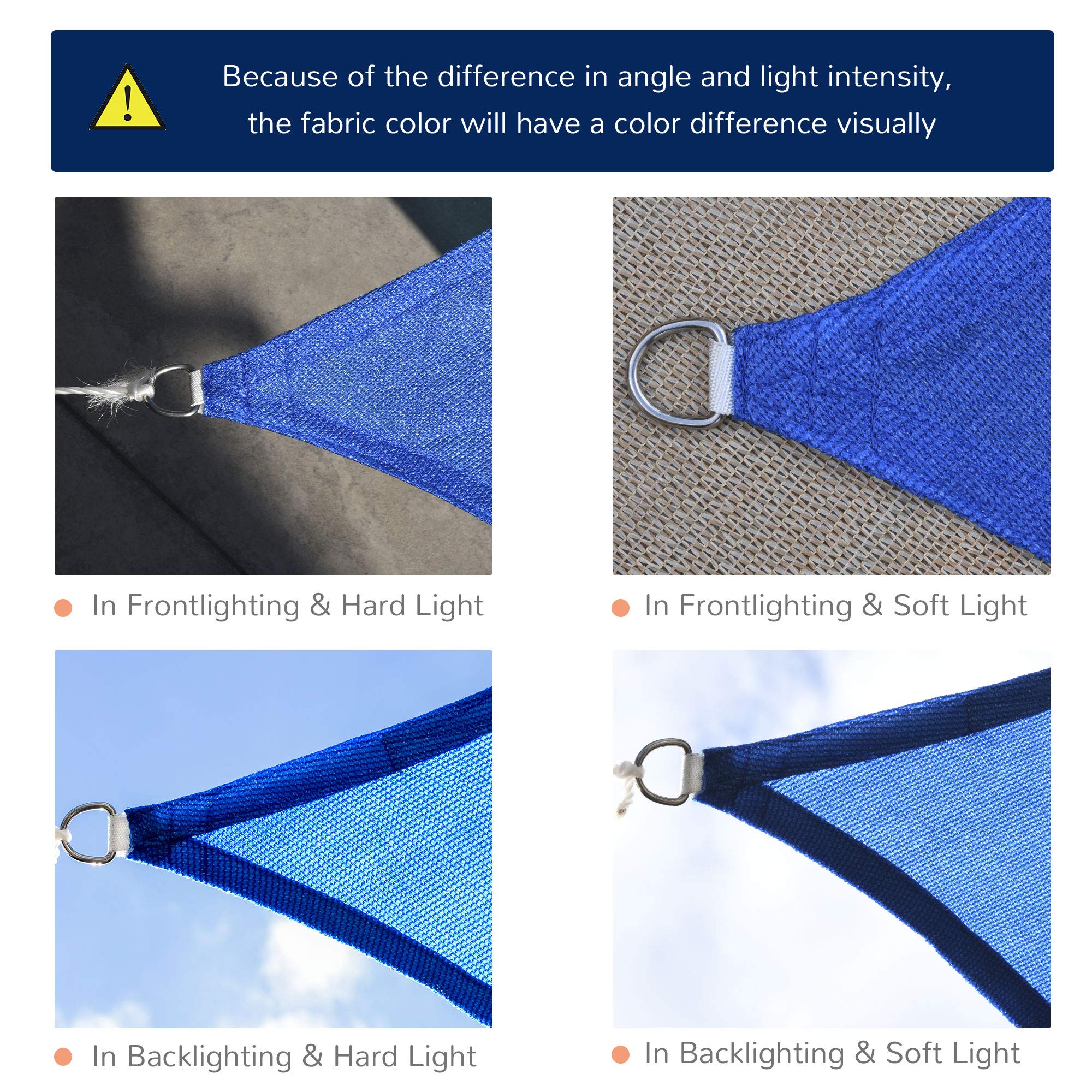 Outsunny 24' x 24' UV Resistant Sun Shade Sail Canopy - Outdoor Patio Deck Yard Cover with D-Rings & Rope - Perfect for Backyard, Poolside, and Garden Shade (Blue)