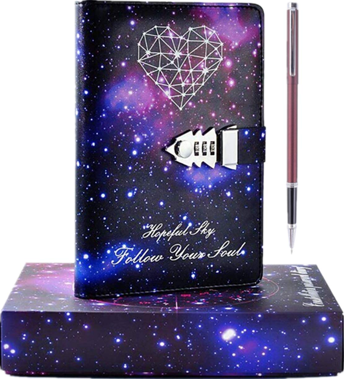 A5 PU Leather Lockable Diary with Digital Password - Heart Shaped Purple Journal Notebook with Pen for Women & Girls | Perfect for Personal Writing, Travel Journaling, and Secret Keeping