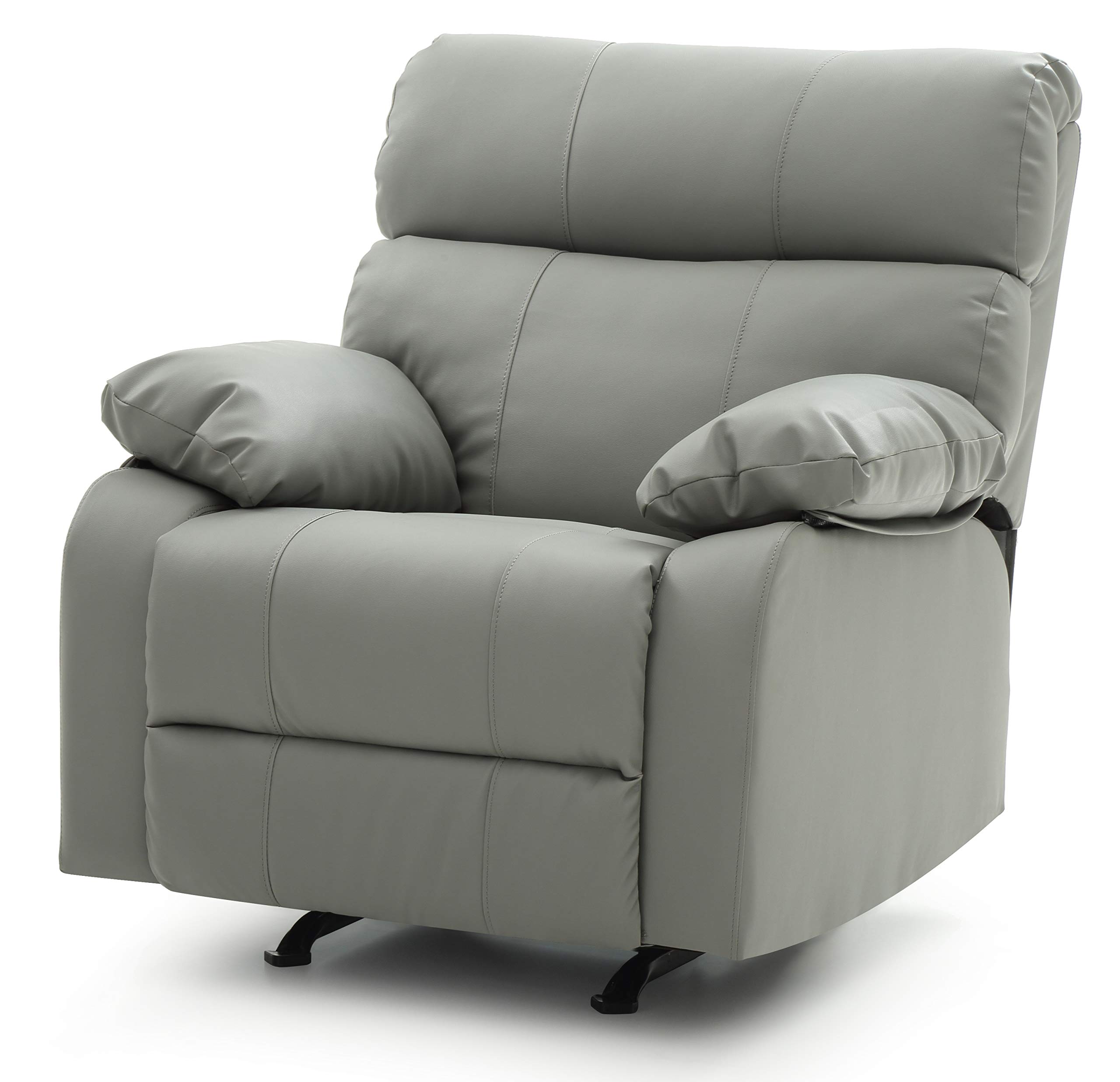 Glory Furniture Gray Faux Leather Rocker Recliner Chair - Comfortable Living Room Seating for Relaxing & Watching TV