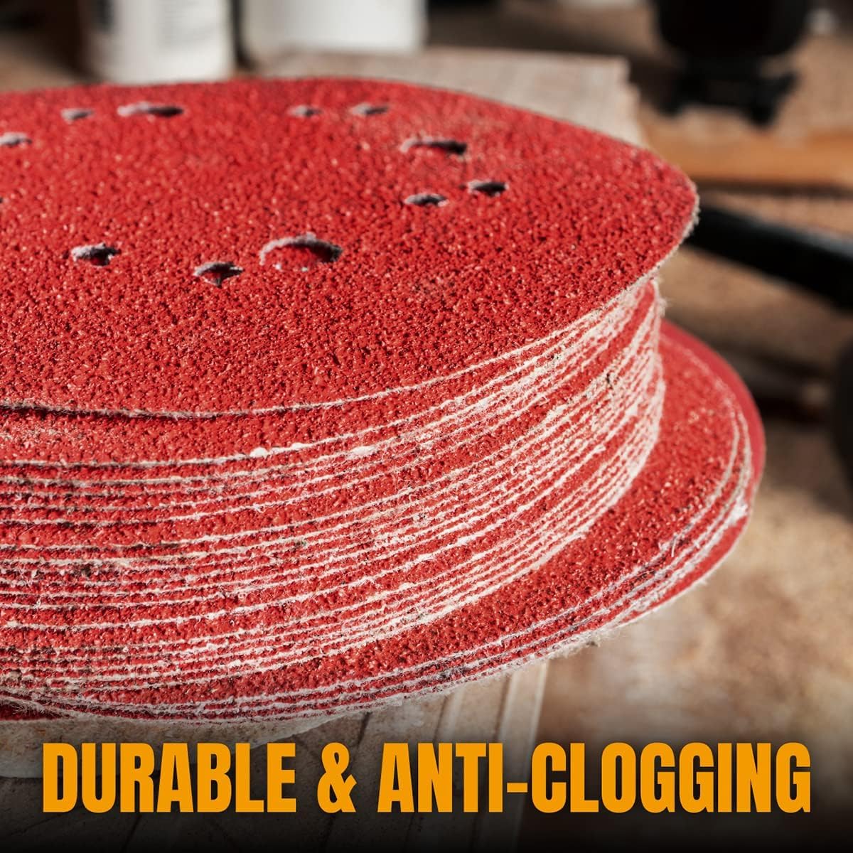 POWERTEC 80 Grit 6 Inch Hook and Loop Sanding Discs - 25 Pack Aluminum Oxide Orbital Sander Pads for Woodworking, Paint & Metal - Compatible with Random Orbital, Air, Pneumatic & DA Sanders (45208) - Perfect for DIY Projects, Furniture Refinishing & Automotive Sanding