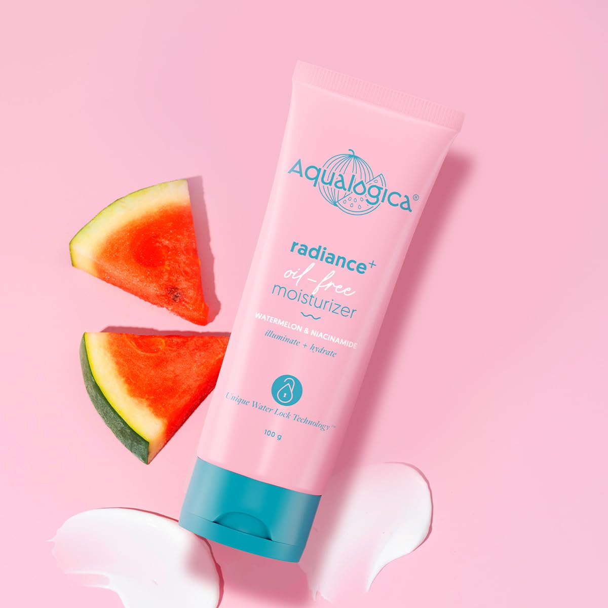 Aqualogica Radiance+ Oil-Free Moisturizer with Watermelon & Niacinamide - 100g | Hydrating Face Cream for Combination Skin | Deeply Nourishes & Brightens Skin for Men & Women | Perfect for Daily Skincare Routine & Glowing Complexion
