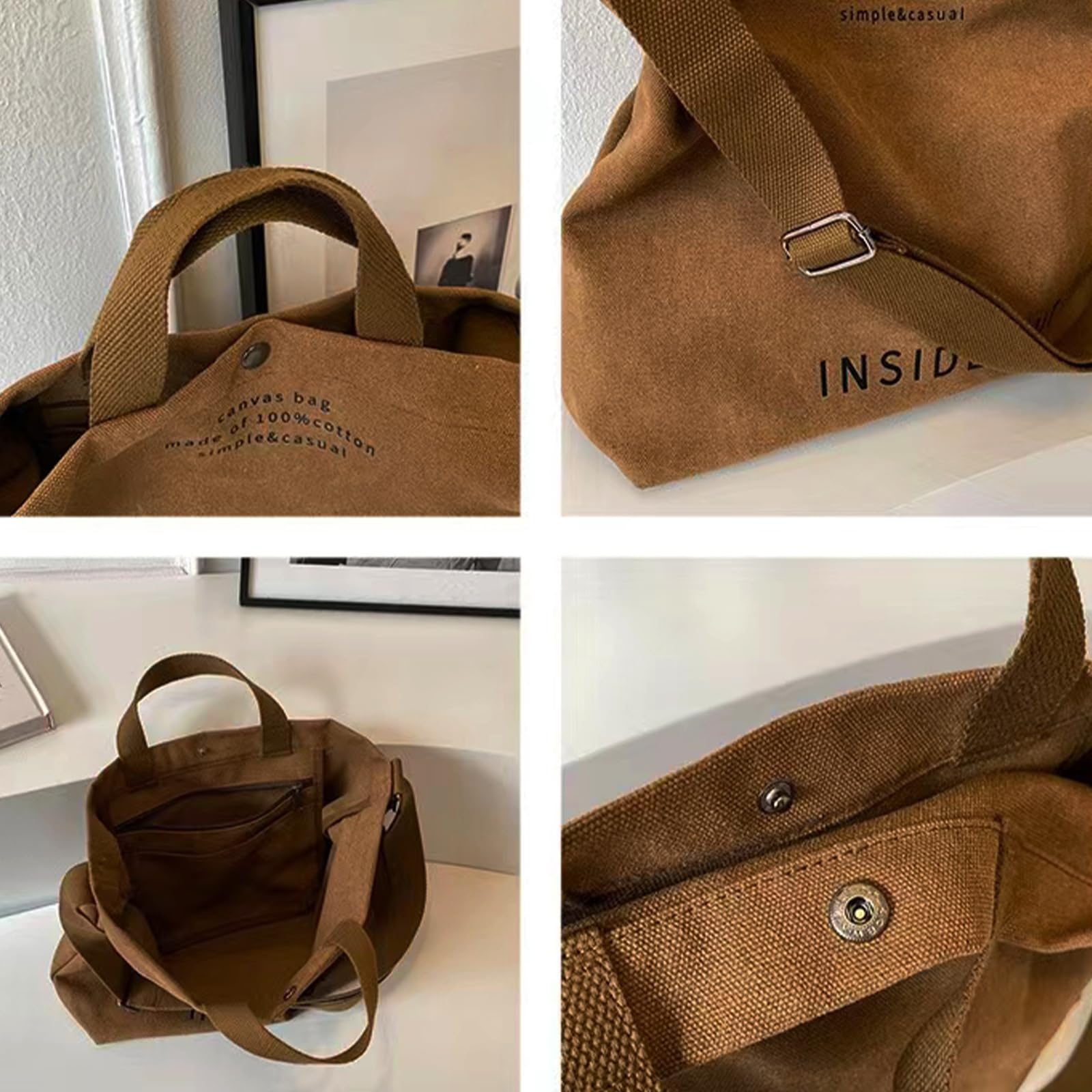 Stylish Large Canvas Tote Bag for Women - Fashionable Casual Shoulder Bag with Crossbody & Top Handle | Perfect for Work, Travel, Shopping & Beach Outings