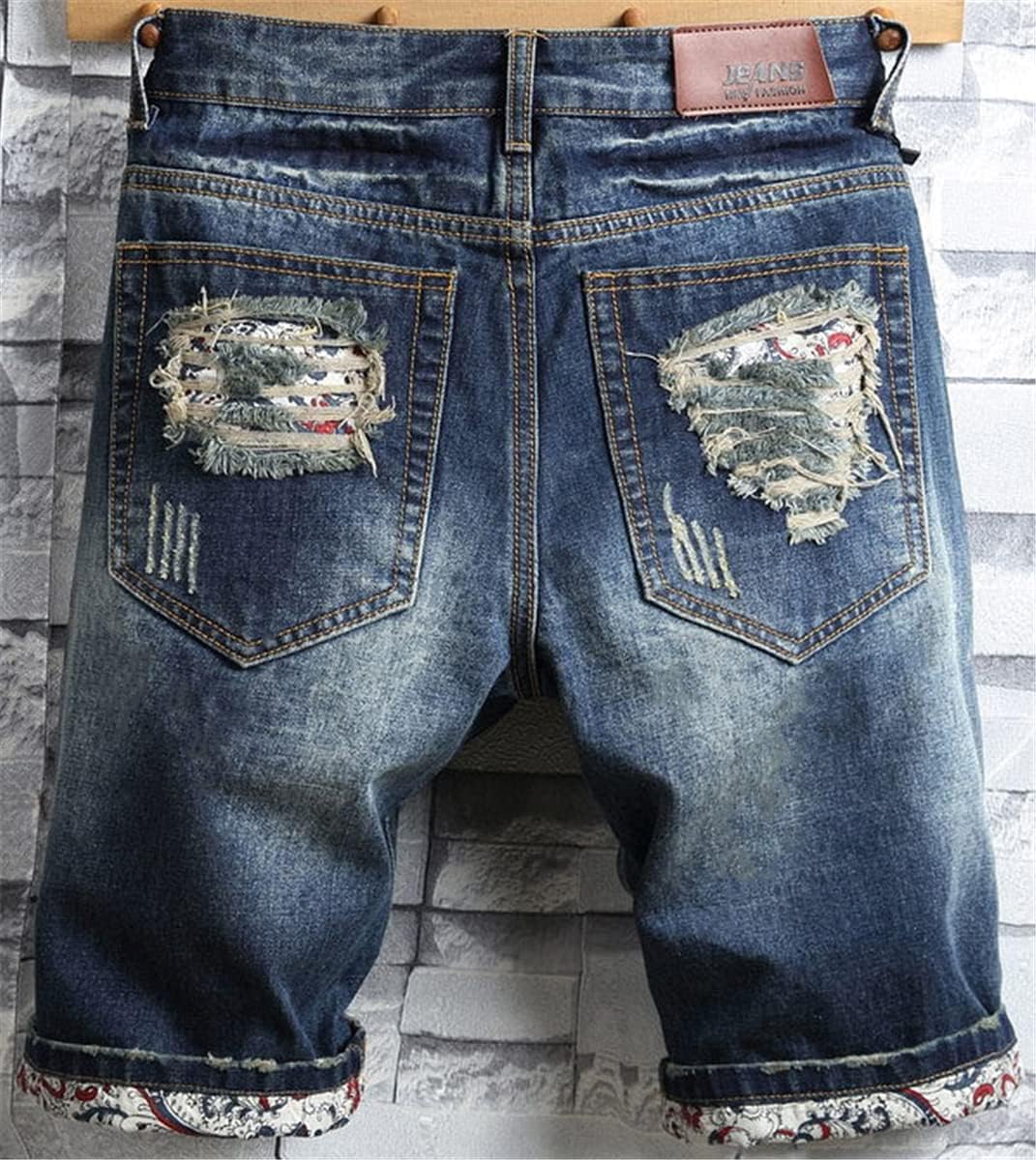 Betusline Men's Distressed Ripped Denim Shorts - Classic Straight Fit Jean Shorts for Summer | Casual Wear for Beach, Street Style & Outdoor Activities