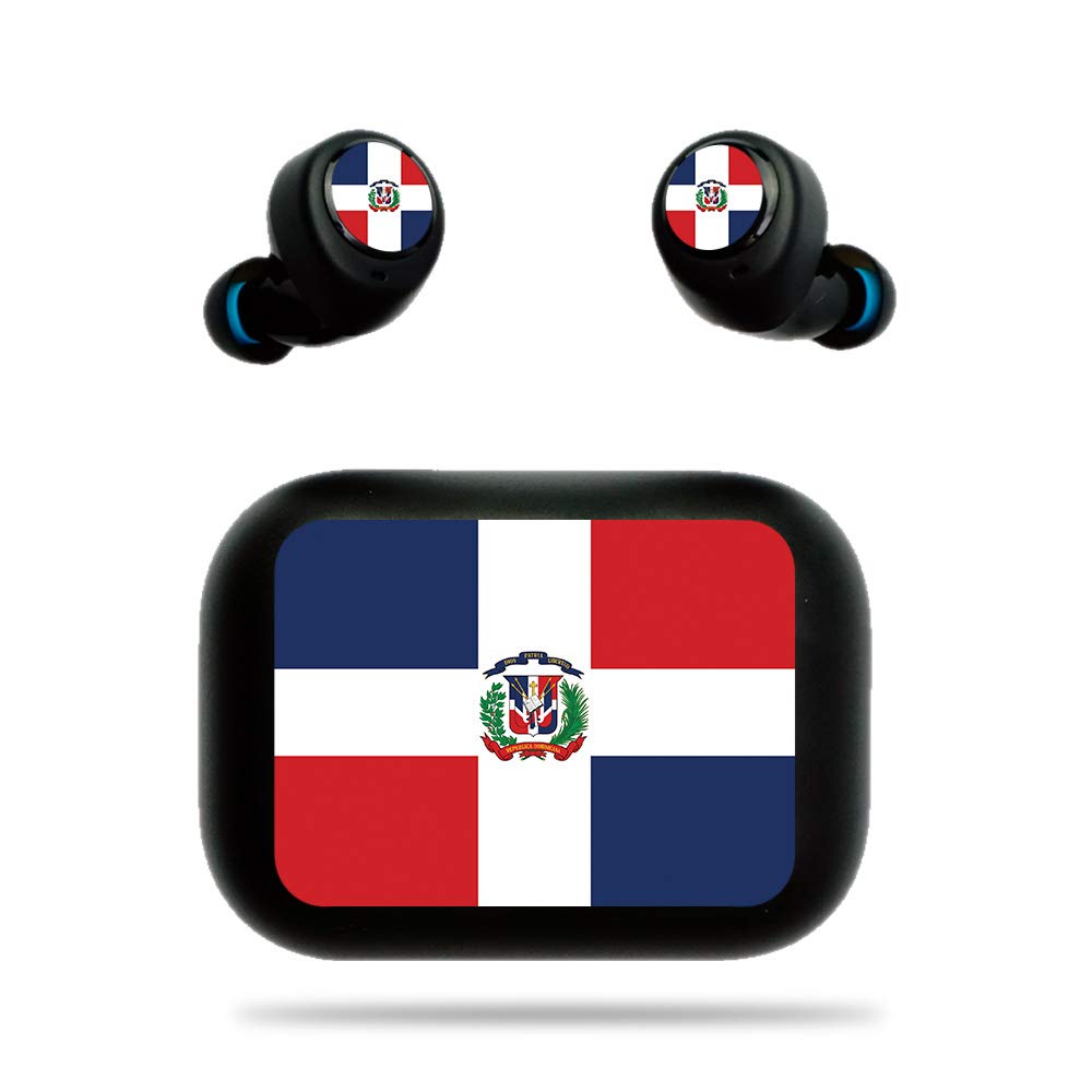 Dominican Flag Vinyl Skin for Amazon Echo Buds - Protective & Durable Decal Wrap Cover | Easy to Apply & Remove | Made in USA | Perfect for Travel, Workouts & Daily Use