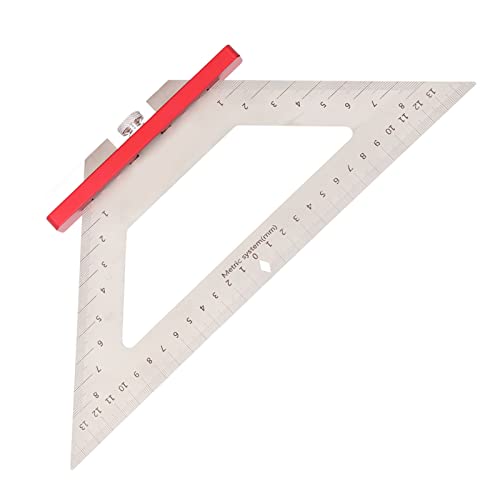Premium Stainless Steel Carpenter Square - 140mm Dual Scale Woodworking Triangle Ruler for Accurate Measuring & Scribing (Red) | Perfect for DIY Projects, Carpentry, Metalworking & Crafting