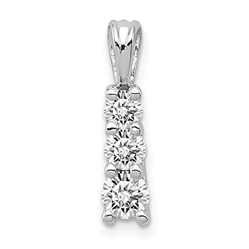 14K White Gold AA Diamond Three Stone Pendant Necklace for Women - Elegant Everyday Jewelry & Perfect Gift for Anniversary, Birthday or Valentine's Day