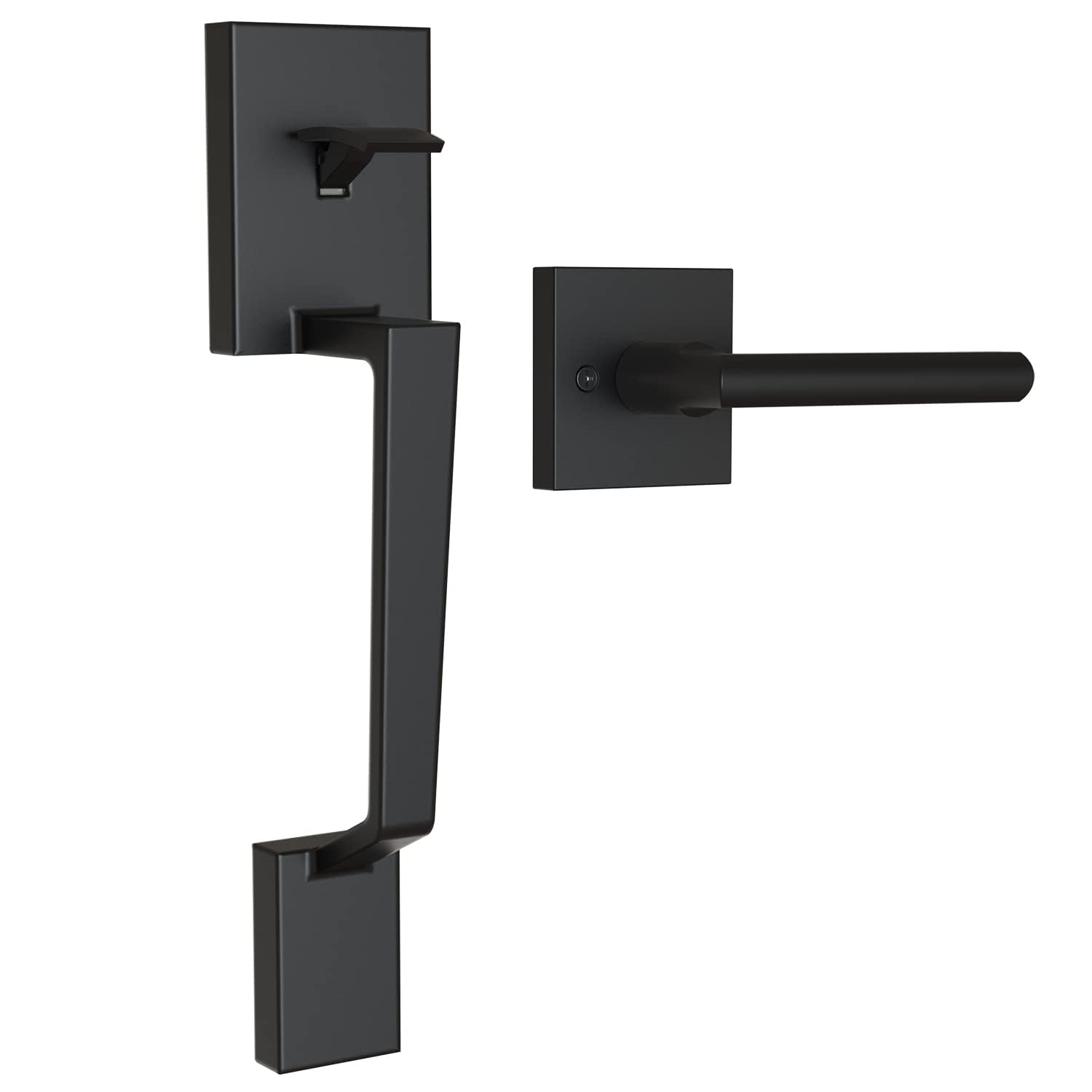Ohuhu Heavy Duty Matte Black Front Door Handle Set - Single Cylinder Reversible Lever, Zinc Alloy Exterior Entry Door Lock - Compatible with Mechanical, Electronic & Smart Deadbolts - Perfect for Homes, Apartments & Office Buildings