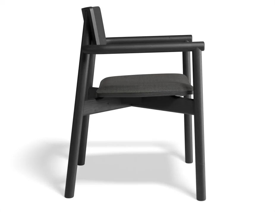 Black Ash Andi Armchair with Pad and Fabric Cushion - Modern Comfortable Lounge Chair for Living Room, Bedroom, or Office