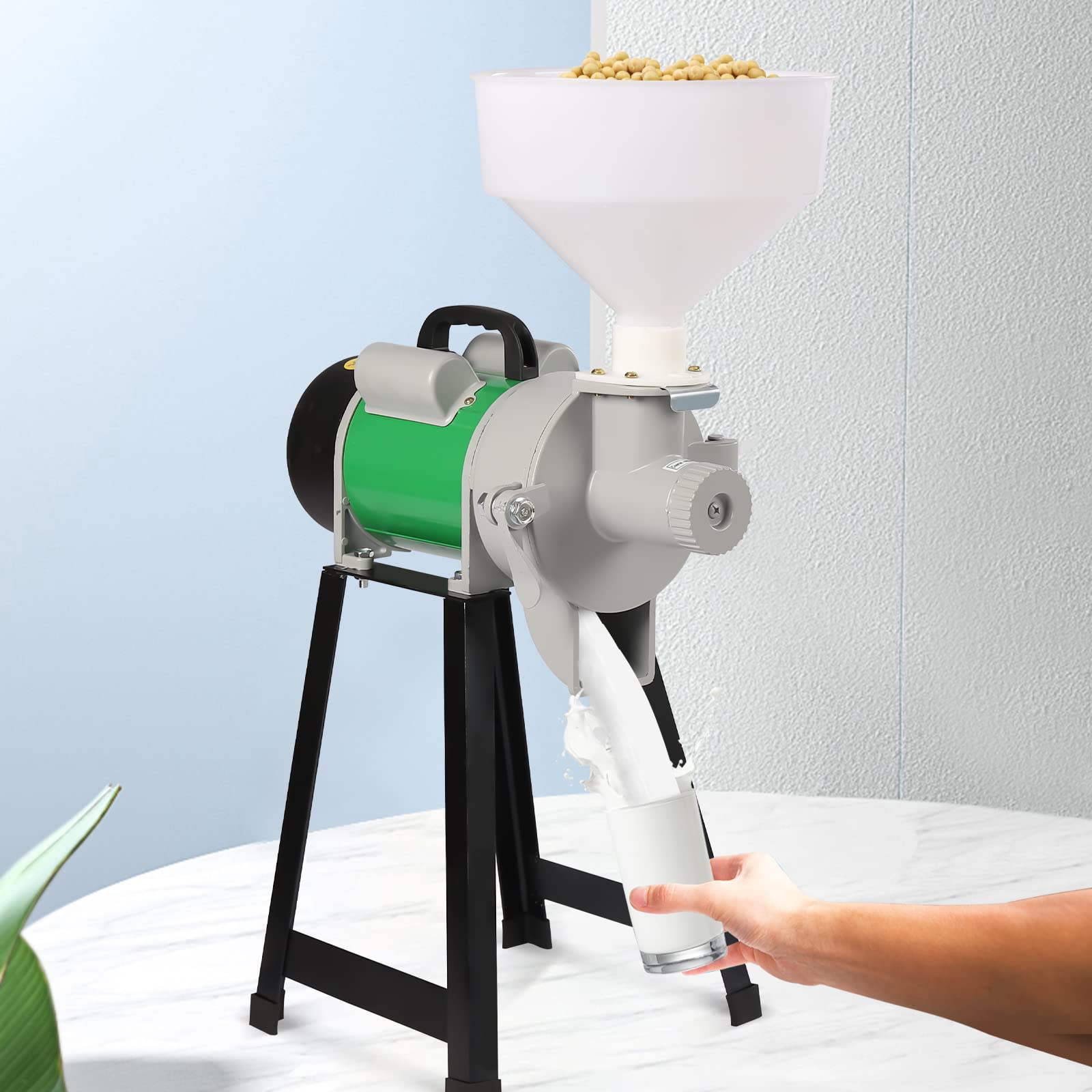 2200W Commercial Electric Grain Mill Grinder - Heavy Duty Wet & Dry Milling Machine for Corn, Wheat, Flour, Cereals | 110V 2800RPM with Funnel | Perfect for Bakeries, Farms & Home Kitchens