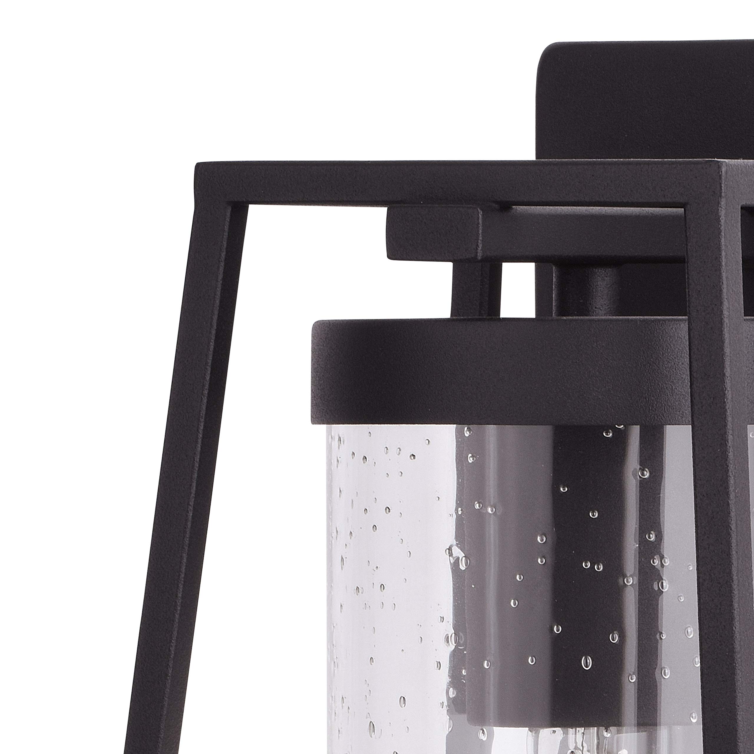 VAXCEL Nash 6.5-inch Black Modern Outdoor Wall Lantern with Dusk to Dawn Photocell Sensor - 1-Light Wall Sconce with Clear Seeded Glass for Porch, Patio, Garden & Entryway Lighting