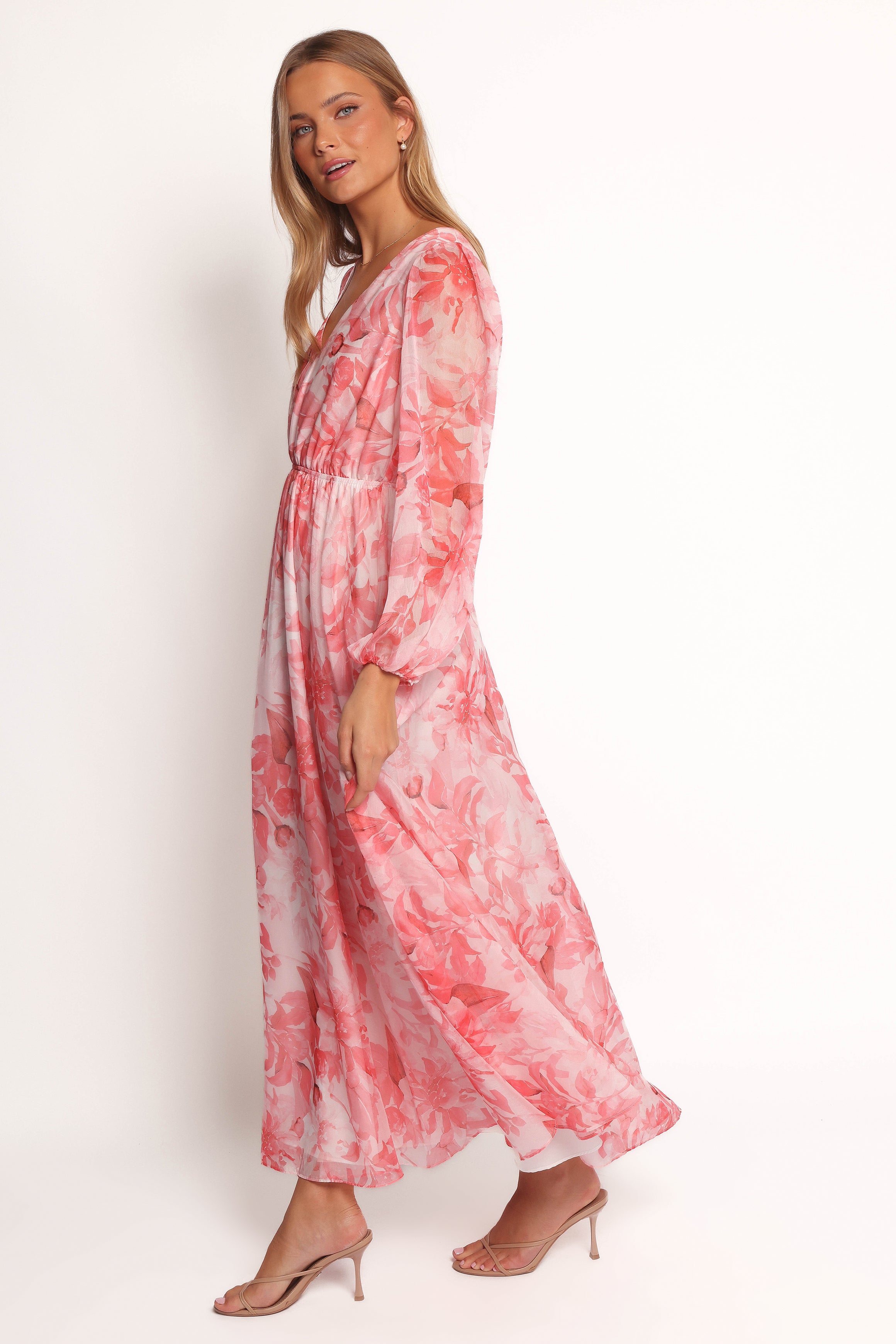 Anisa Maxi Dress - Pink Floral Print Long Summer Dress for Women, Beach Wedding Party Vacation Outfit