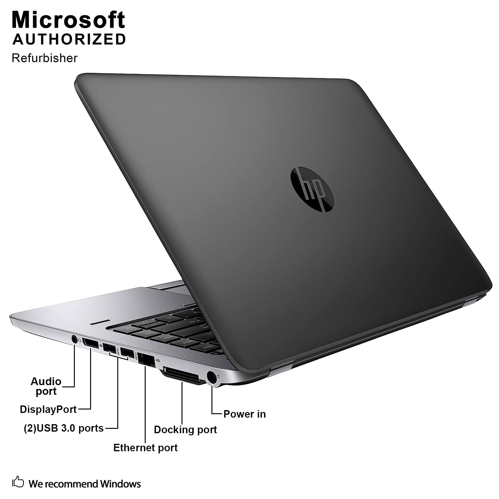 HP EliteBook 840 G1 14-inch Business Laptop - Intel Core i5 Processor, 8GB RAM, 240GB SSD, HD Webcam, Windows 10 Pro (Certified Refurbished) | Perfect for Remote Work, Office Productivity & Business Travel