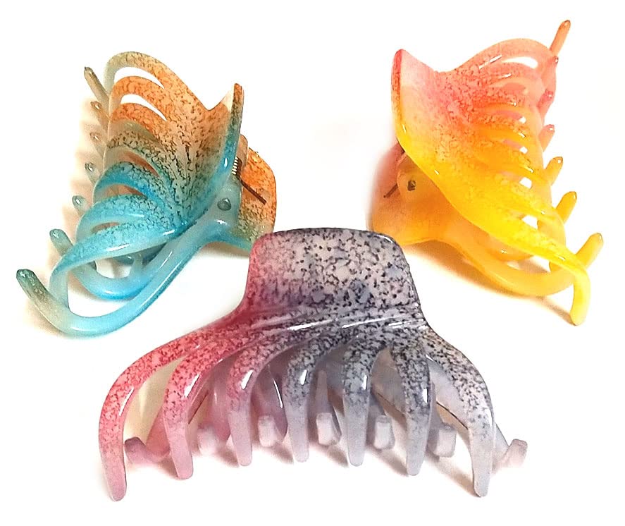 BHARATGAURAV - Large Acrylic Butterfly Hair Clips for Women, Multi-Color Stone Hair Clutchers (6-Piece Set) - Perfect for Parties, Weddings, and Everyday Hair Styling