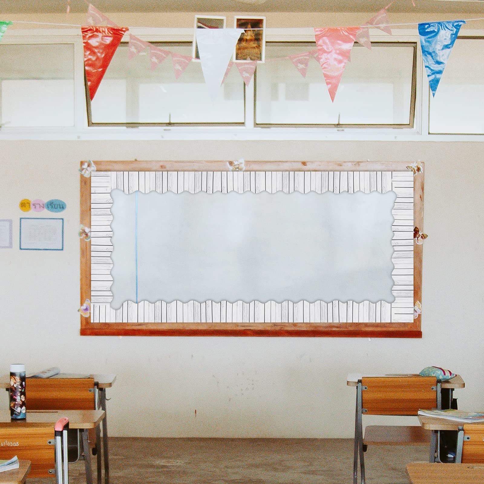 AIEX White Wood Bulletin Board Trim - 66ft/20m Classroom Border for School, Office & Chalkboard Decor | Perfect for Teachers & Students | Back-to-School, Bulletin Board & Blackboard Decoration