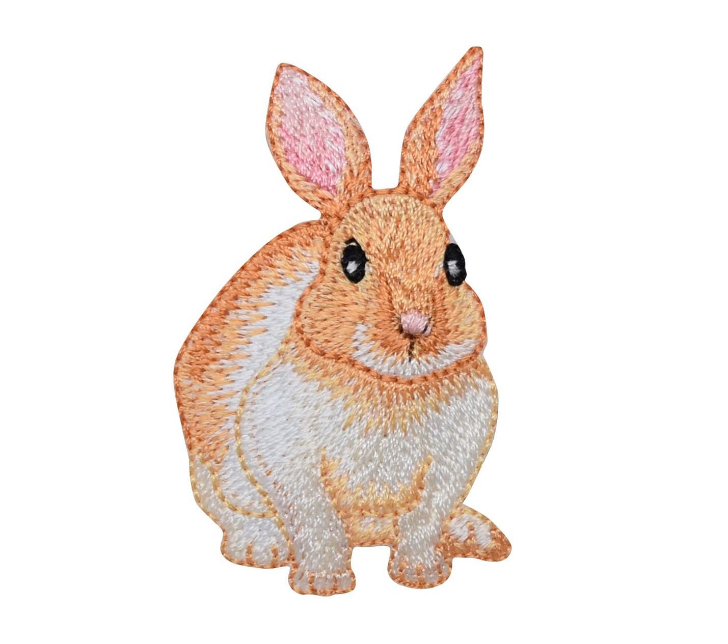 Bunny Rabbit Iron On Patch - Natural Beige/Cream Animal Embroidery for DIY Crafts, Jackets, Backpacks & Costume Design