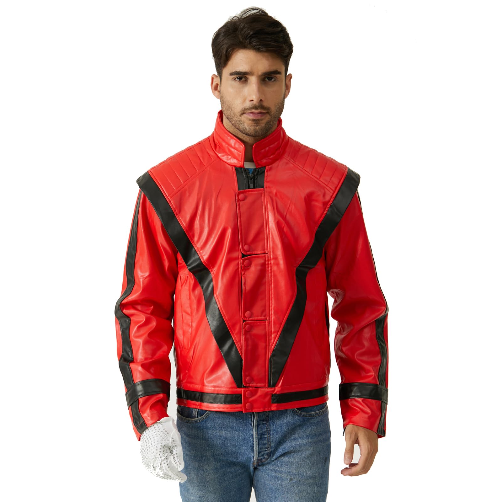 Stylish Red and Black PU Leather Jacket for Men & Women - Perfect for Cosplay, Halloween, Motorcycle Riding & Fashion Outfits