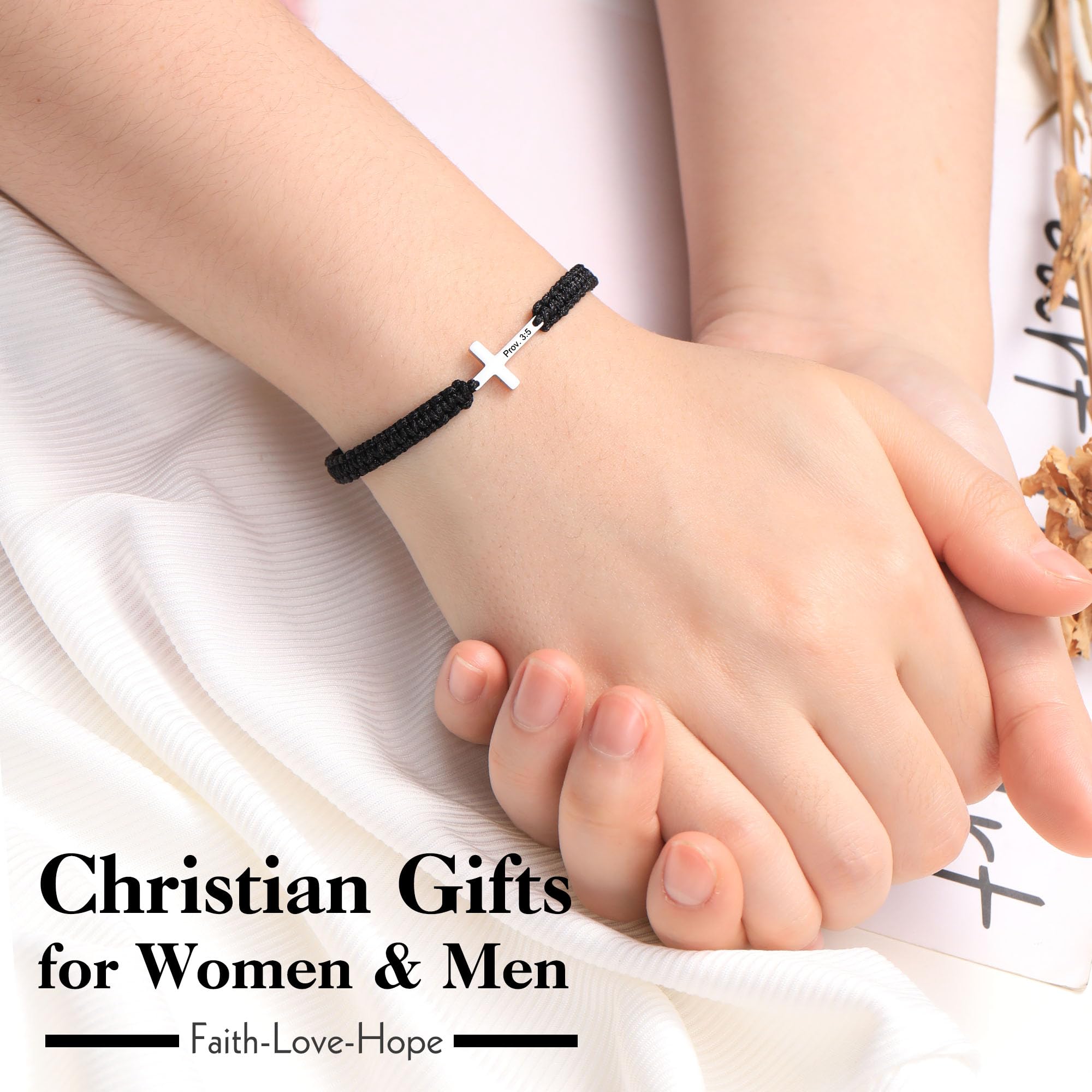 Handmade Christian Cross Bracelet for Men & Women - Religious Easter Baptism Confirmation Gifts for Teen Boys & Girls - Inspirational Braided Jewelry for Faith, Worship & Daily Wear