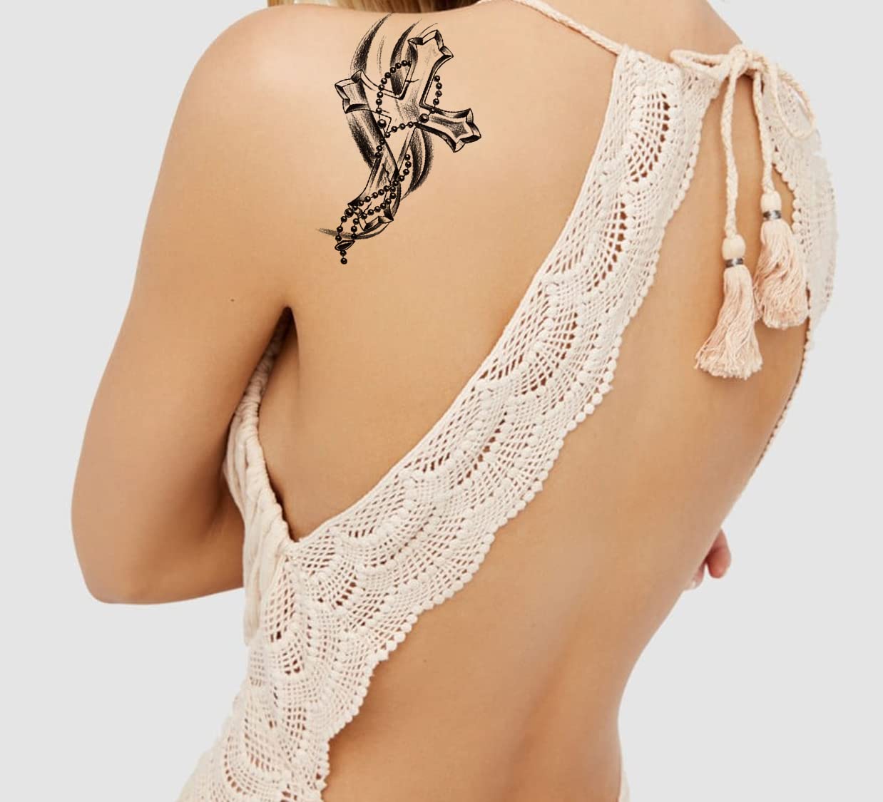 Waterproof Temporary Tattoo Stickers for Men & Women - 3D Realistic Flowers, Butterflies, Stars, Angels, Wolves & Armband Designs (21X12 cm) - Perfect for Parties, Halloween, Cosplay & Body Art